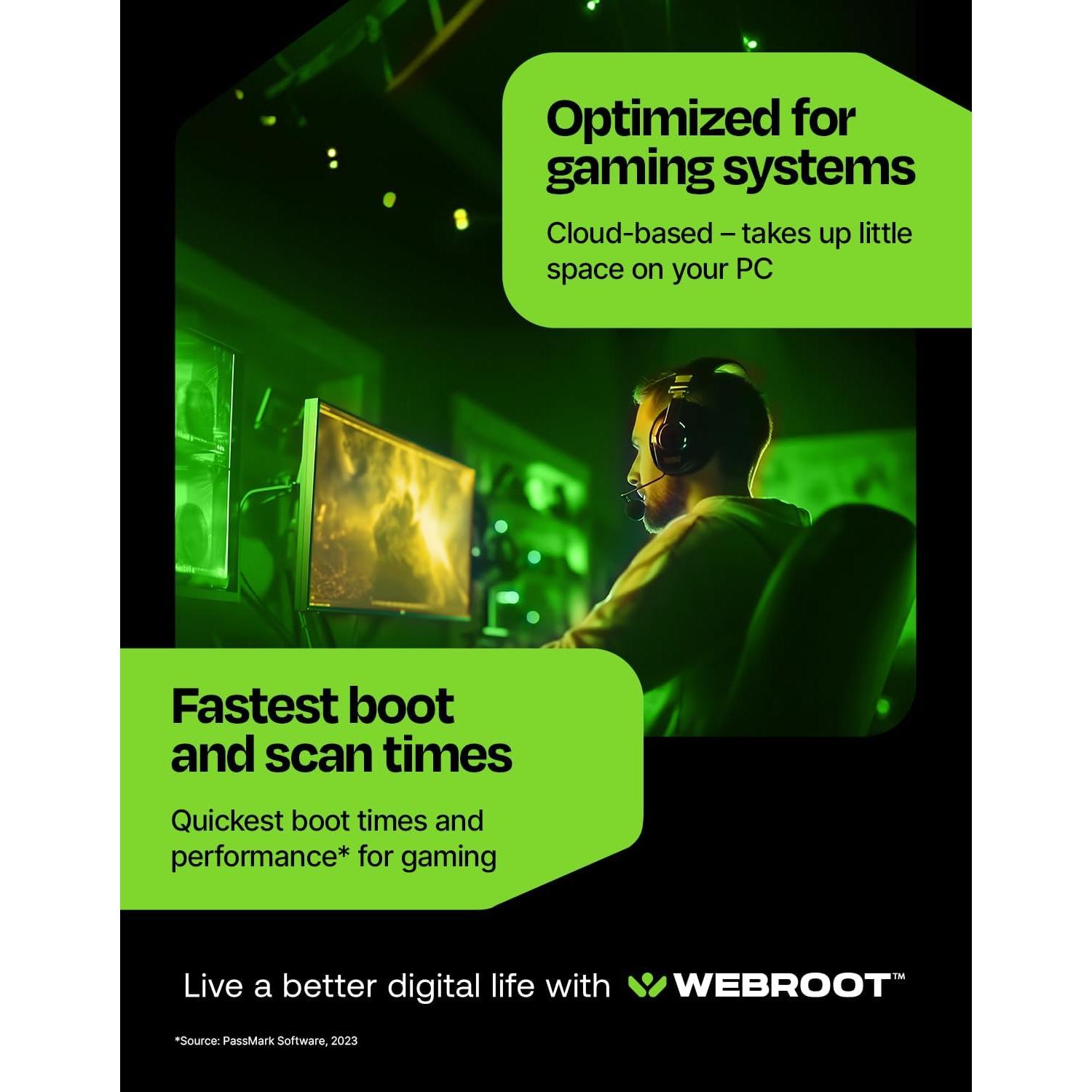 Antivirus Webroot para PC Gamers 2025 | 1 Dispositivo | 1 Año