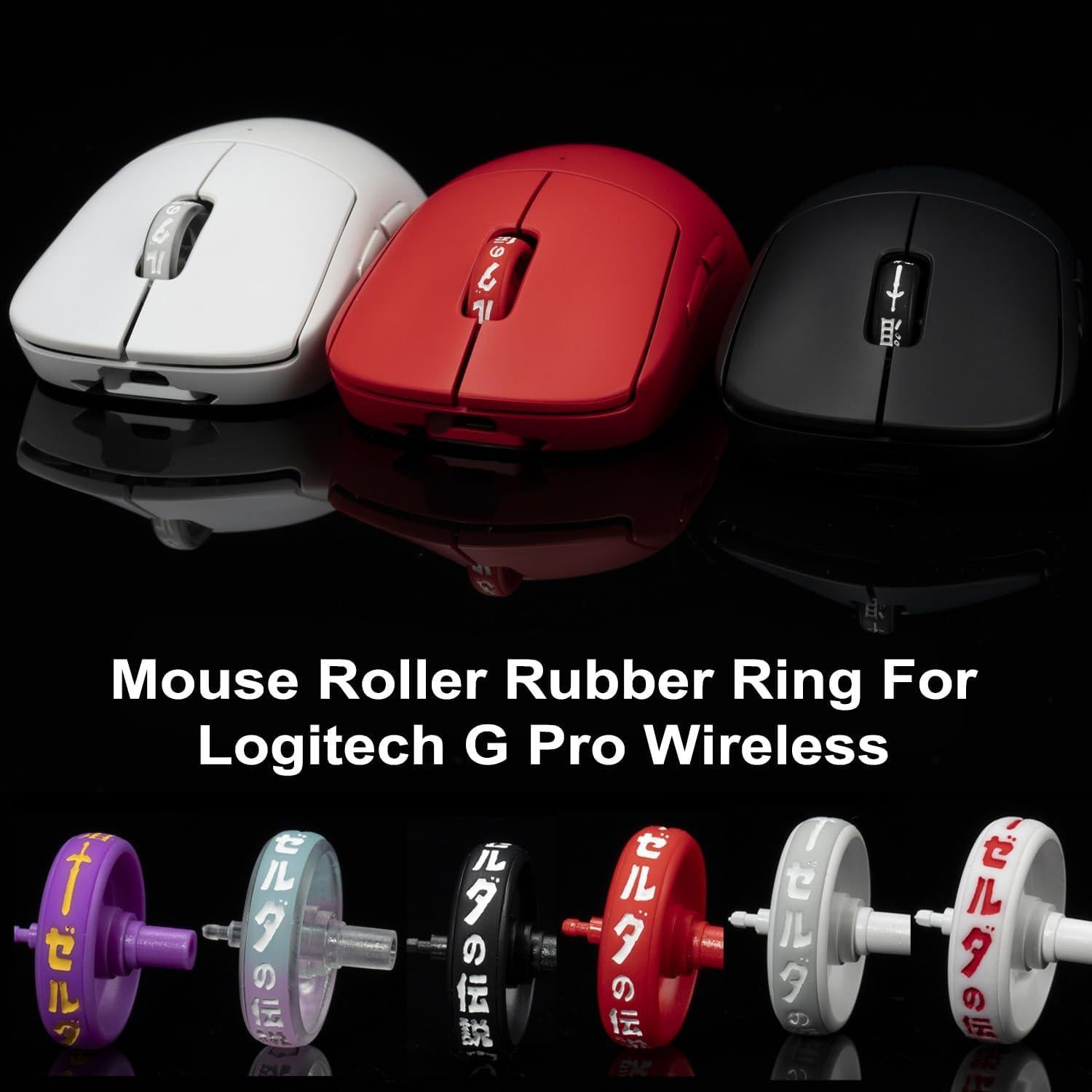 Replacement Scroll Wheel & Rubber Ring Compatible for Logitech G Pro Series Mice (G PRO Wireless/G PRO X Superlight 2 DEX Lightspeed) - Durable Plastic Wheel Gray White