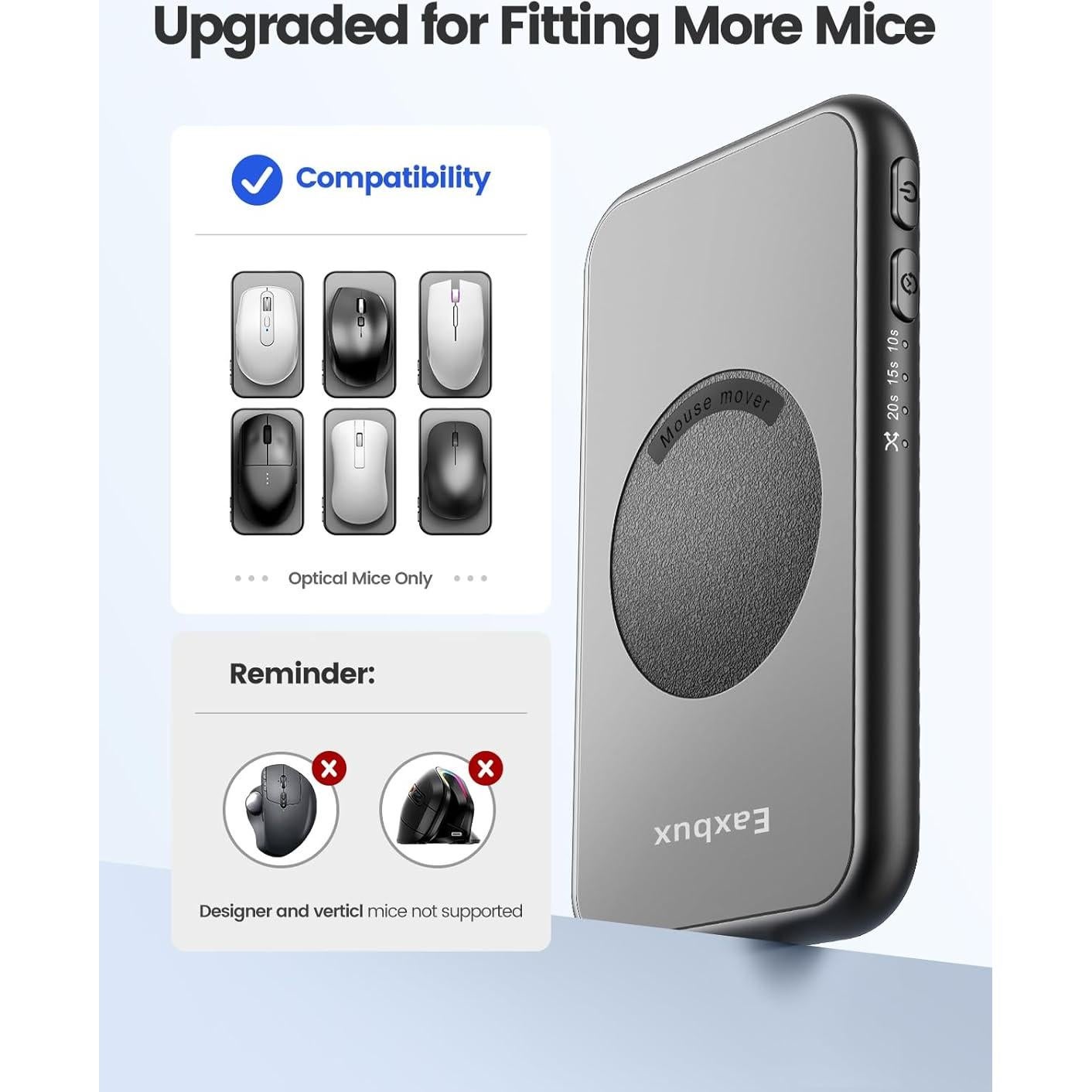 Mouse Jiggler EAXBUX Ultra Delgado 100% Indetectable Negro