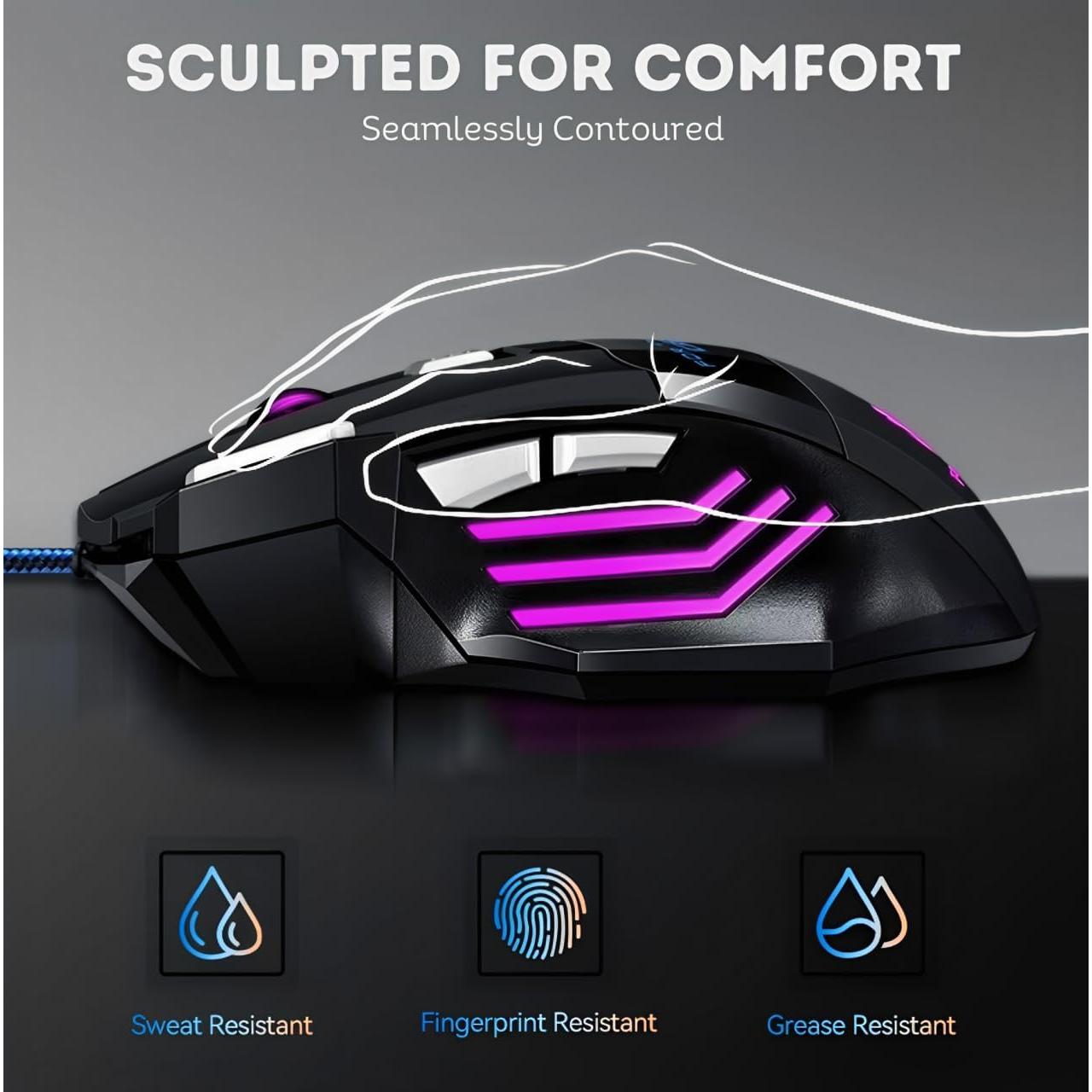 Ratón Gaming Nexurion Reaper Z Pro - 3600 DPI, 7 Botones, RGB