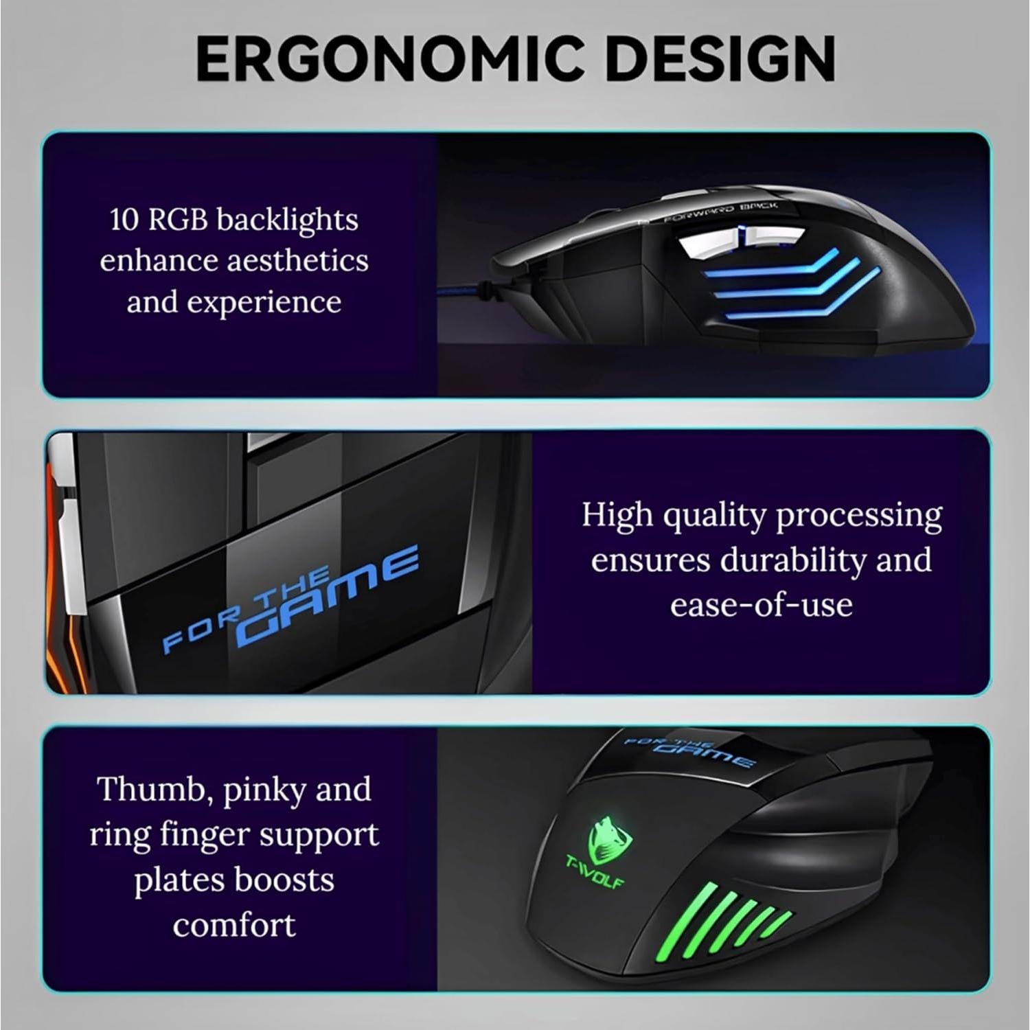 Ratón Gaming Nexurion Reaper Z Pro - 3600 DPI, 7 Botones, RGB