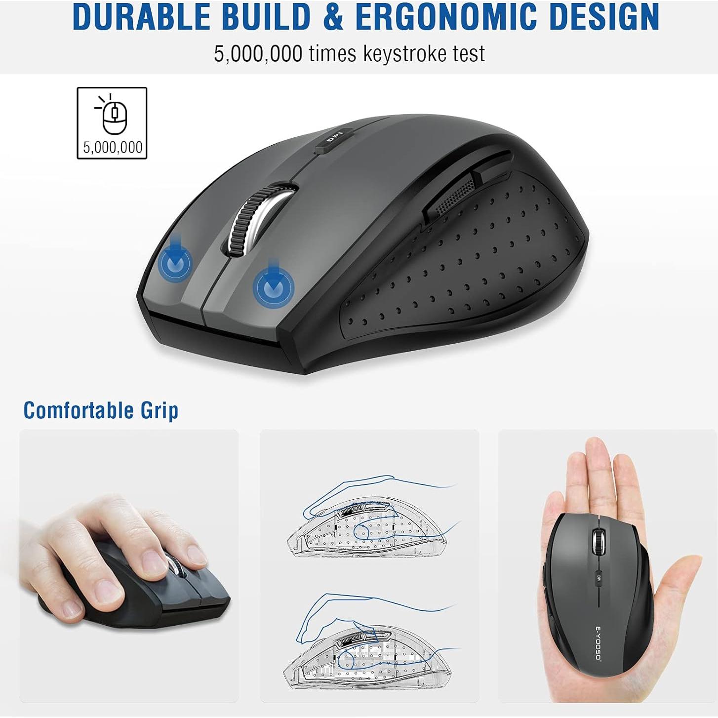 Ratón Inalámbrico E-YOOSO E-1010 Óptico 4800 DPI Gris