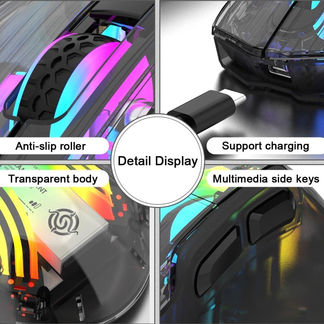 Ratón Mecánico Inalámbrico ATTOE RGB 3600 DPI Negro