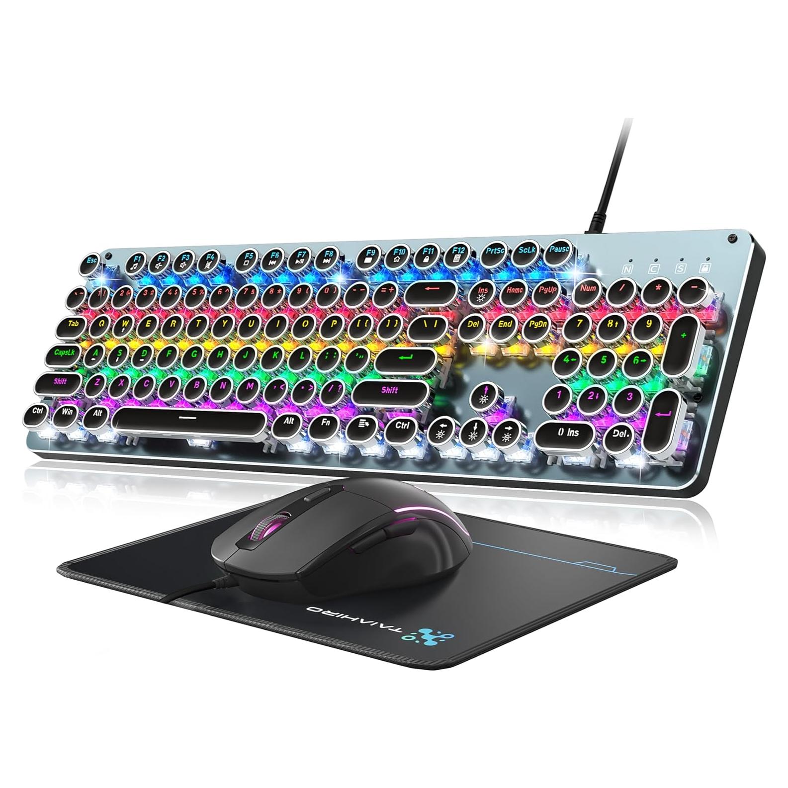 Combo Teclado Mecánico Retro Taiahiro 104 Teclas RGB LED