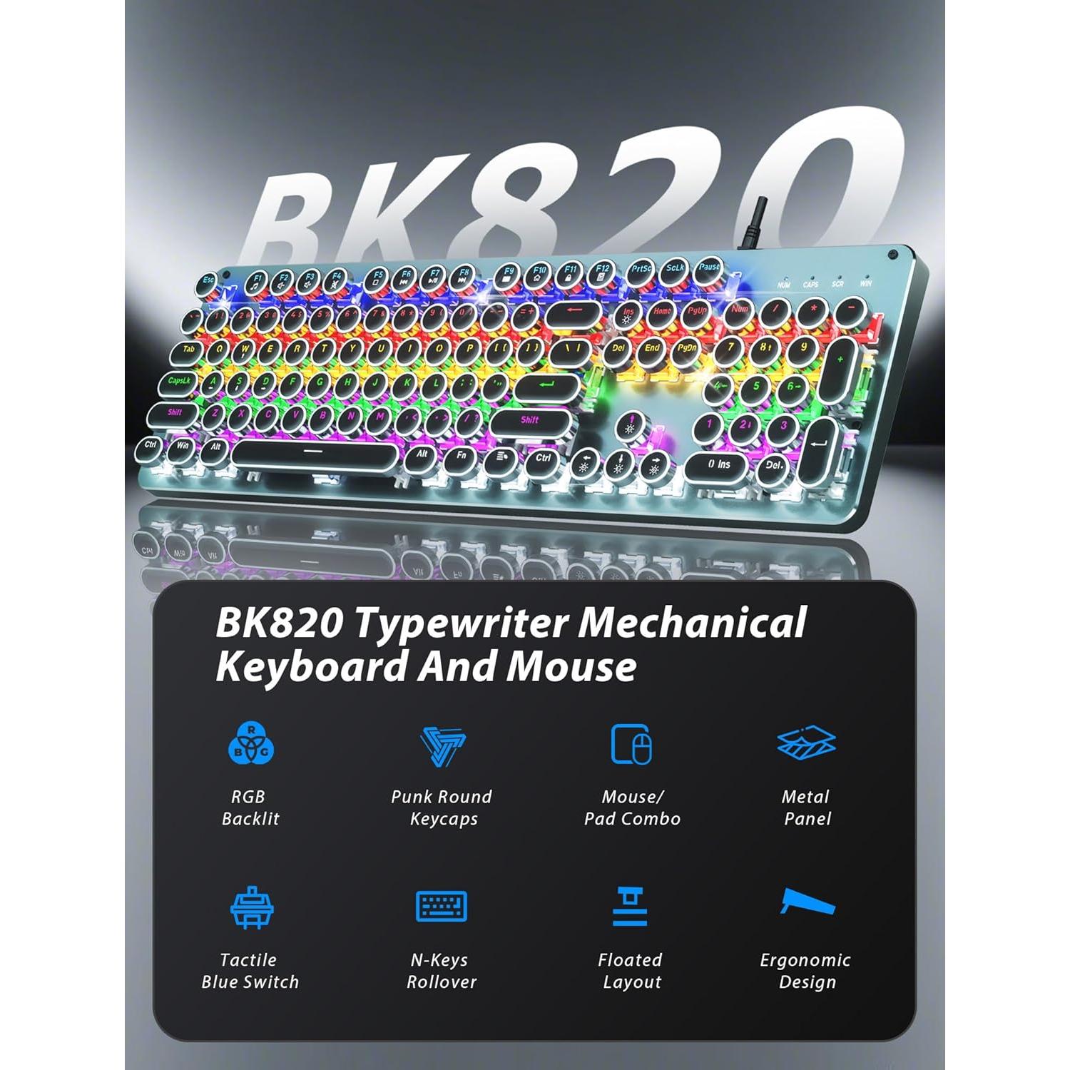 Combo Teclado Mecánico Retro Taiahiro 104 Teclas RGB LED