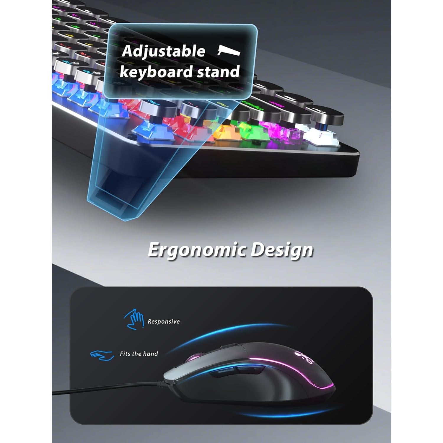 Combo Teclado Mecánico Retro Taiahiro 104 Teclas RGB LED