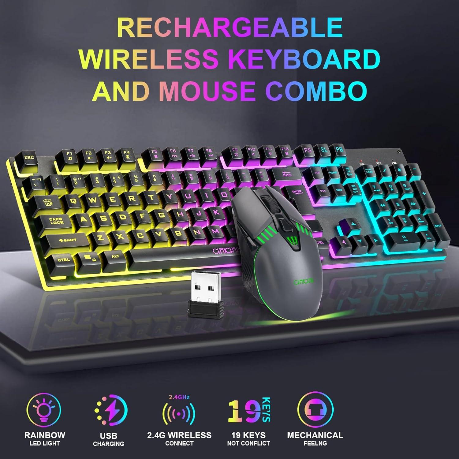 Combo Teclado y Ratón Inalámbricos CHONCHOW RGB Mecánico