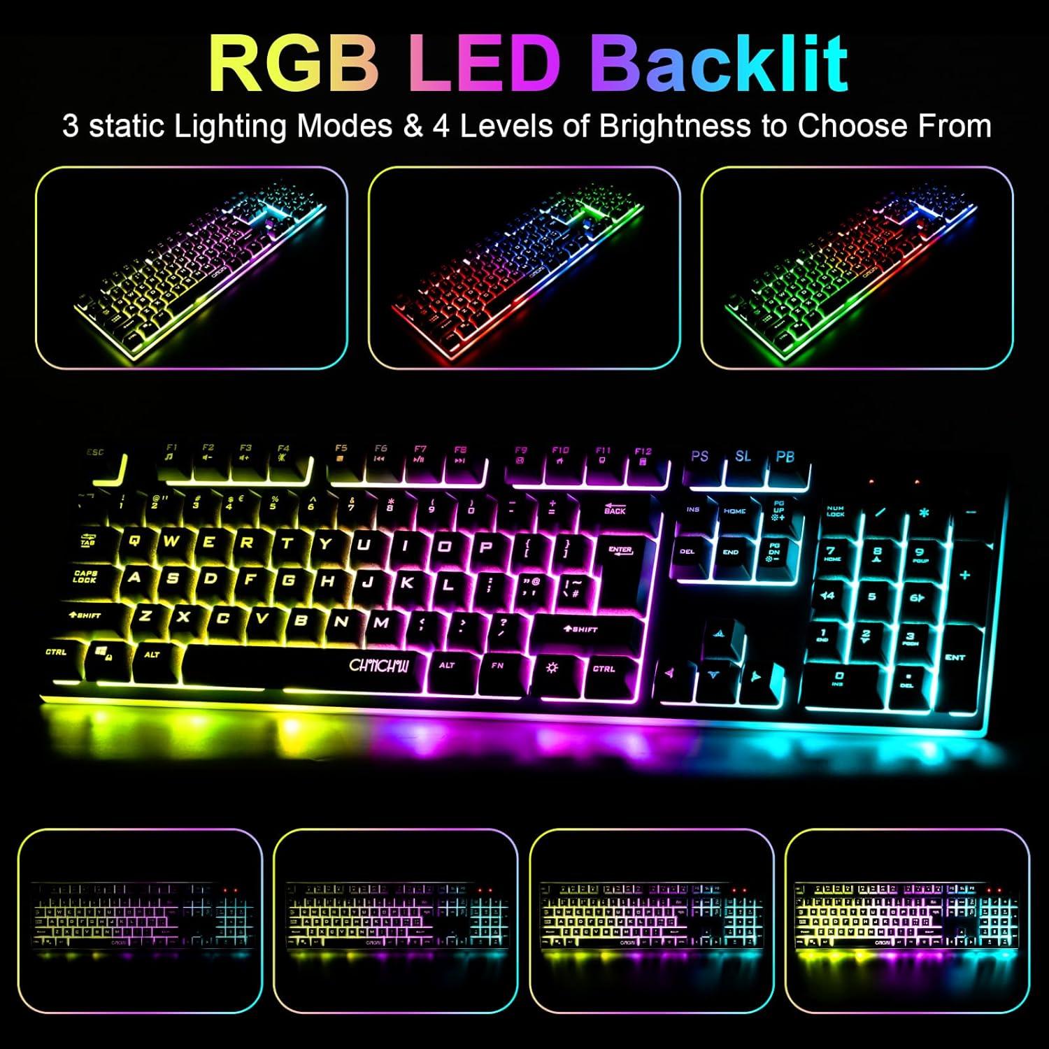 Combo Teclado y Ratón Inalámbricos CHONCHOW RGB Mecánico