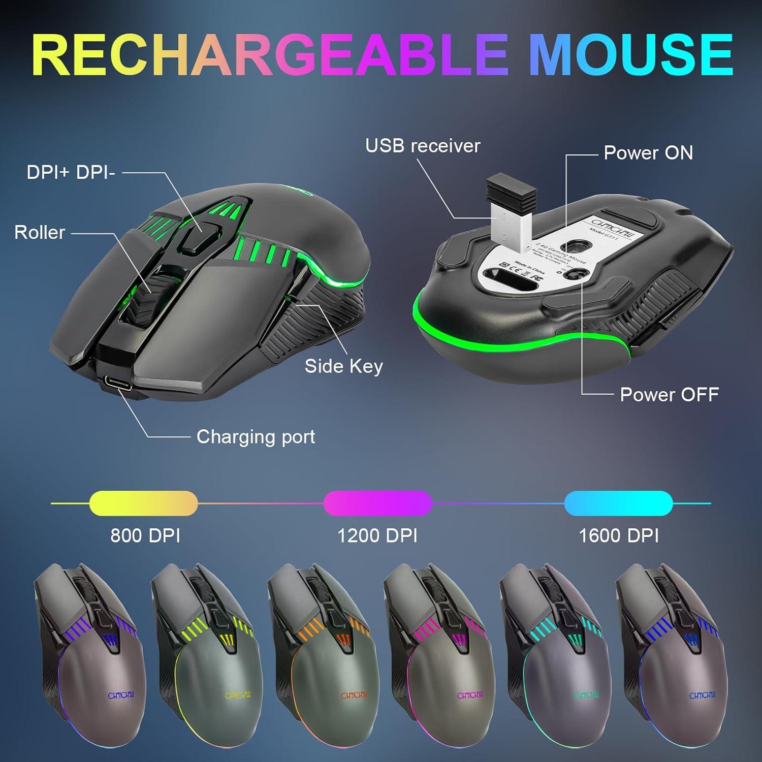 Combo Teclado y Ratón Inalámbricos CHONCHOW RGB Mecánico