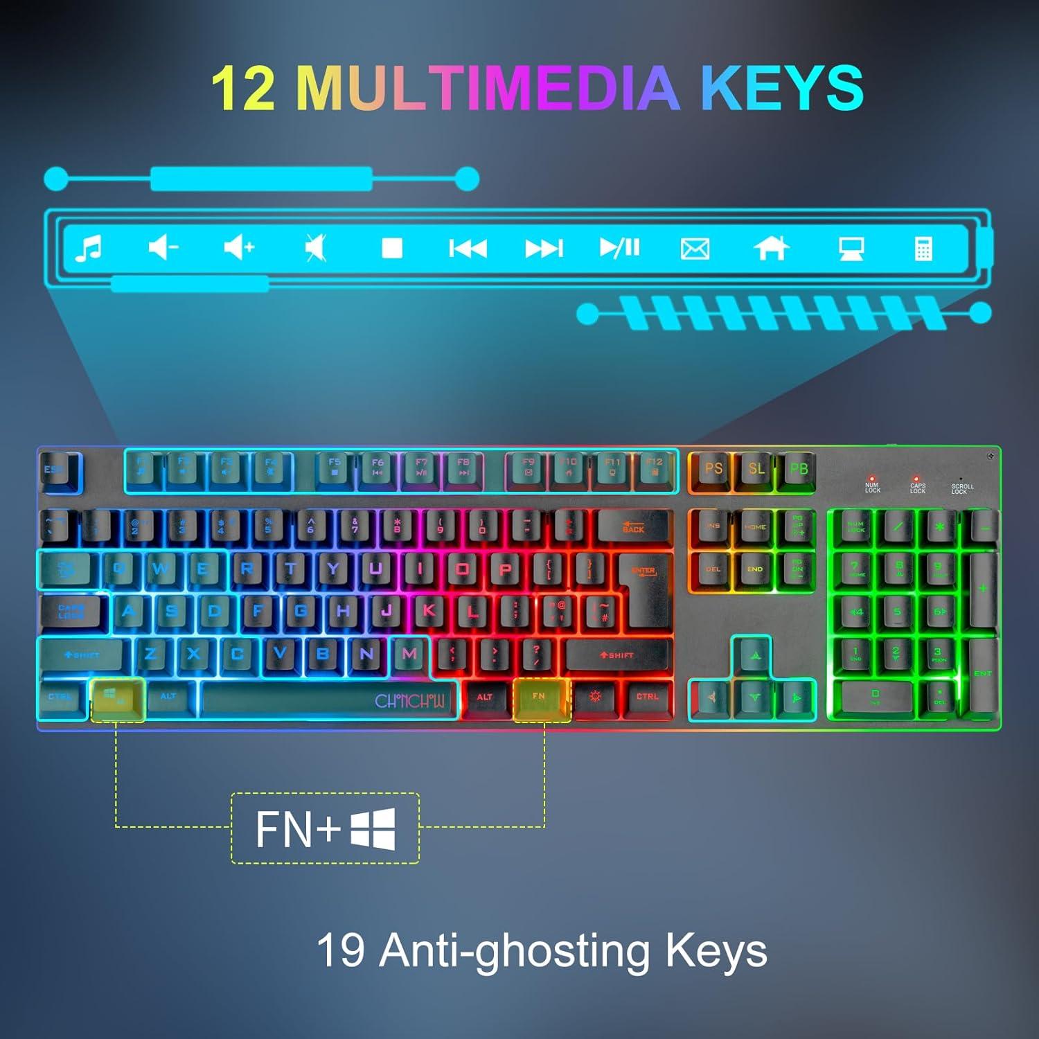 Combo Teclado y Ratón Inalámbricos CHONCHOW RGB Mecánico