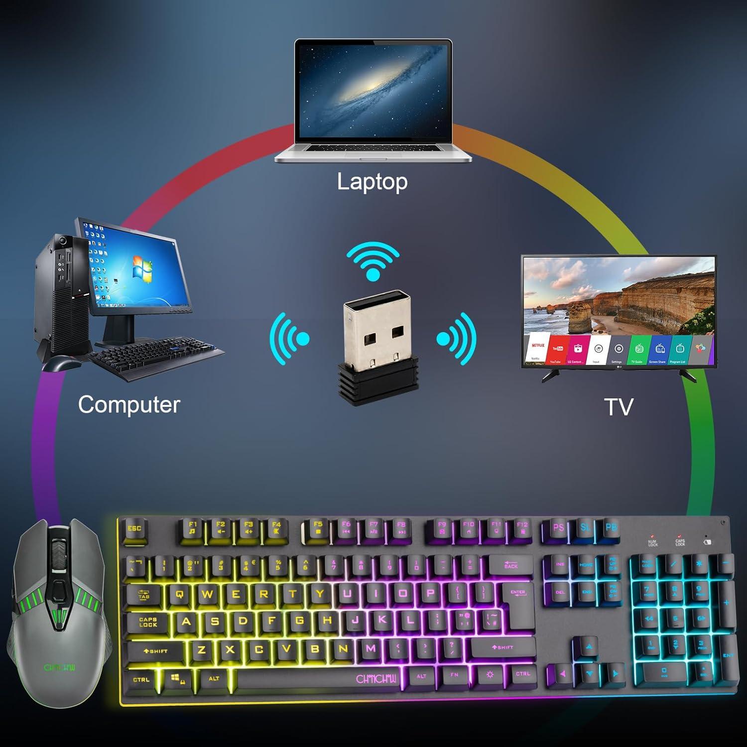 Combo Teclado y Ratón Inalámbricos CHONCHOW RGB Mecánico