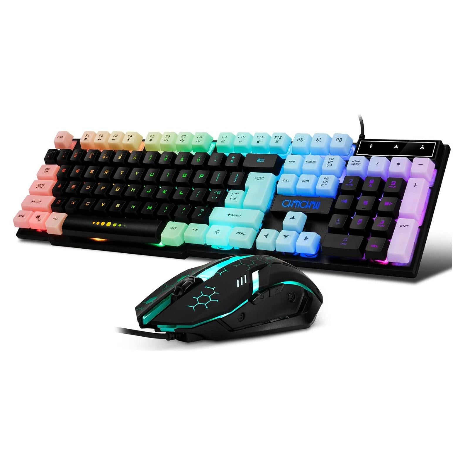 Combo Teclado y Ratón Gaming CHONCHOW USB RGB 104 Teclas