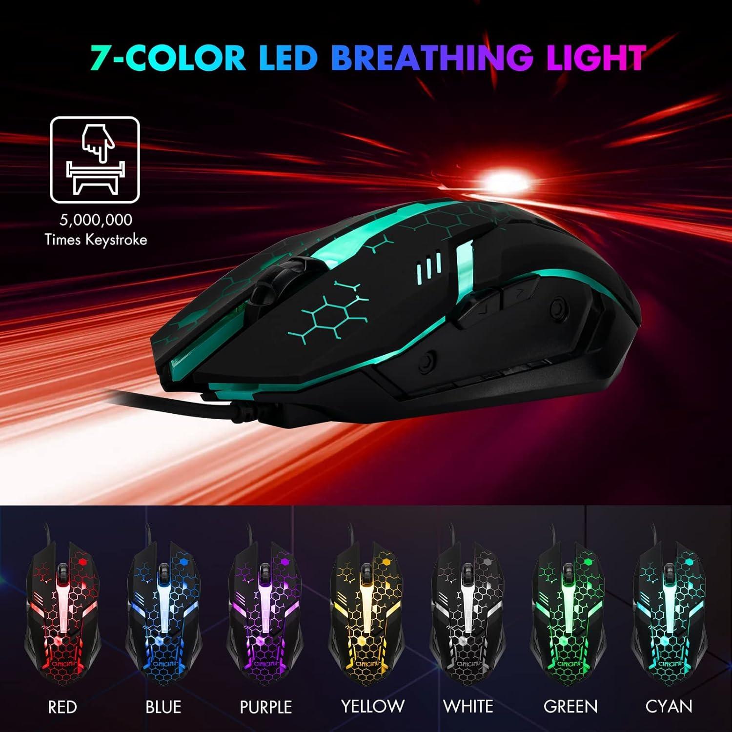 Combo Teclado y Ratón Gaming CHONCHOW USB RGB 104 Teclas