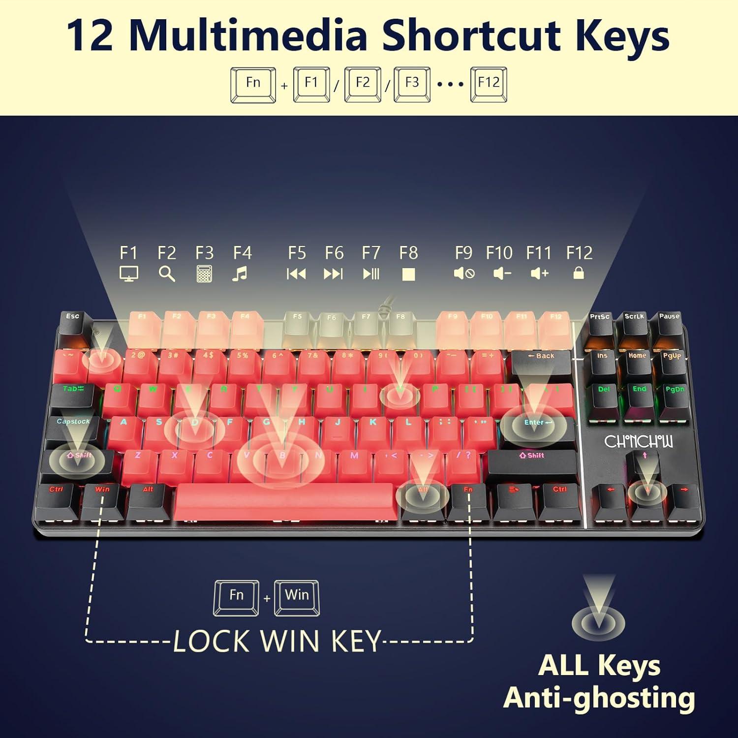 Teclado Mecánico CHONCHOW TKL 87 Teclas Retroiluminado LED