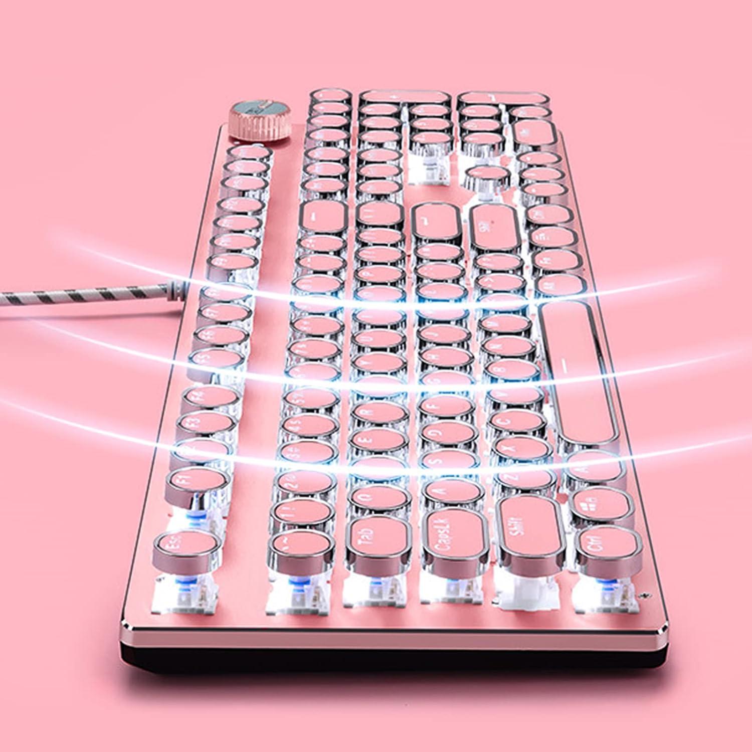 Combo Teclado y Ratón Mecánico Basaltech Rosa Retroiluminado