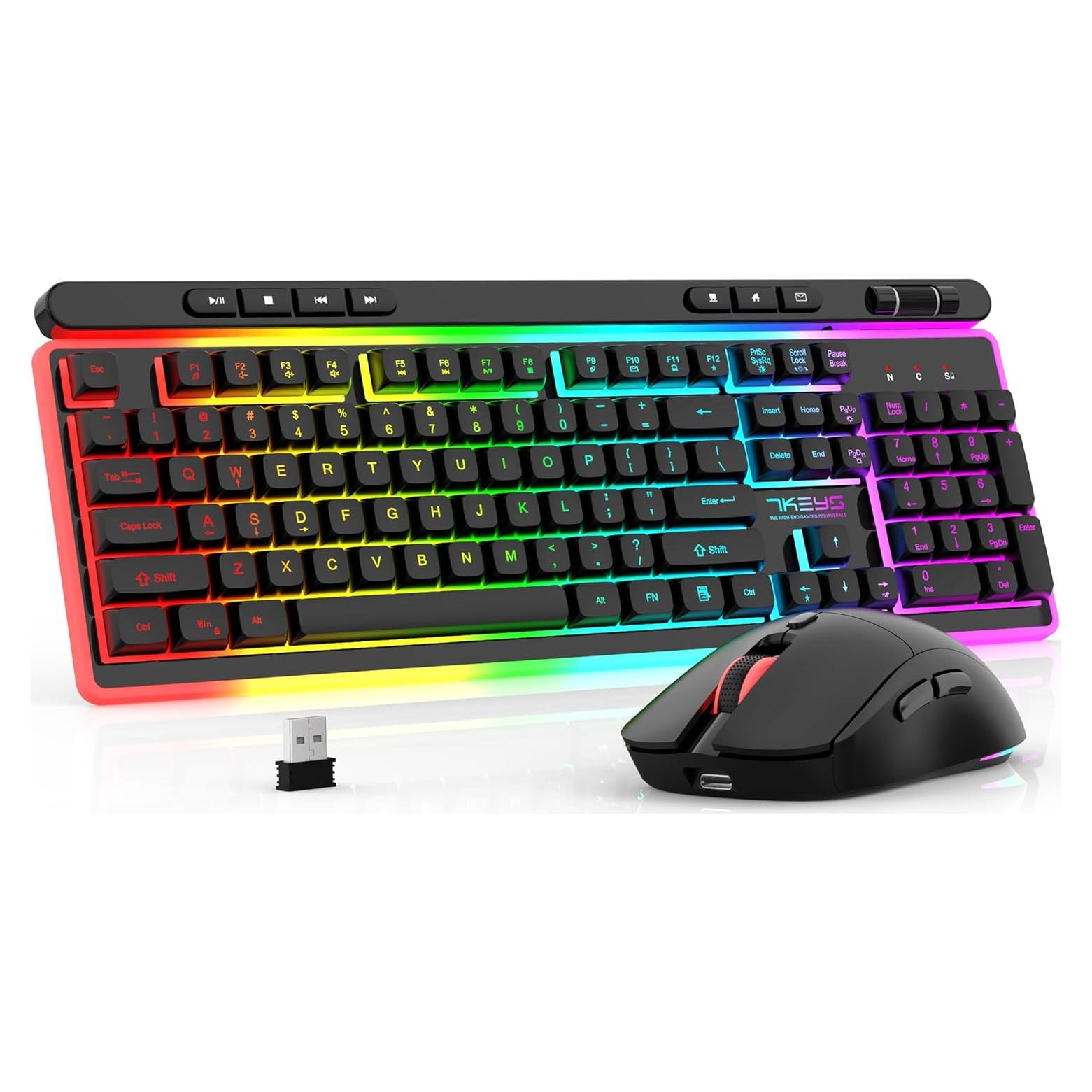Combo Teclado y Ratón Inalámbricos 7KEYS RGB 3200 DPI