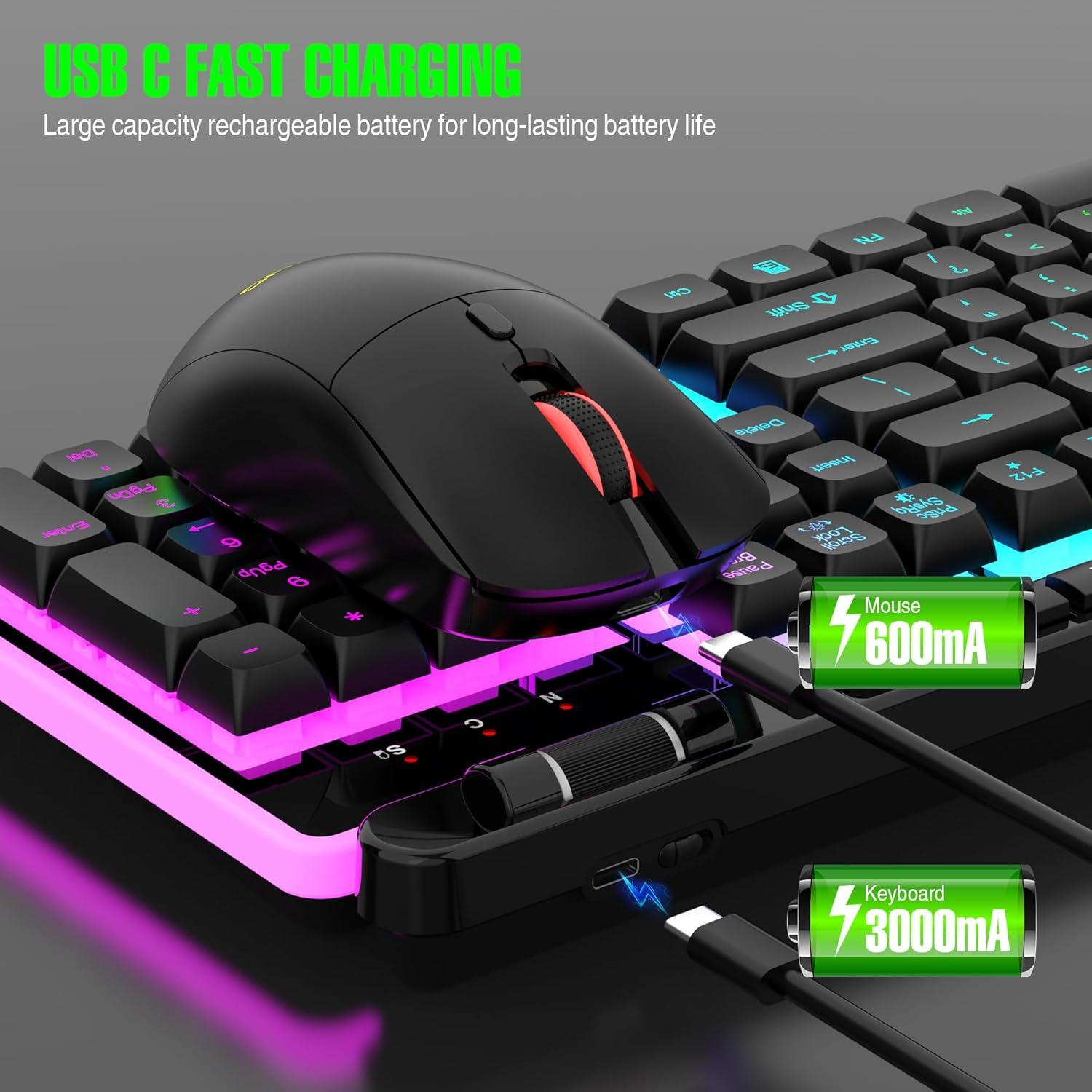 Combo Teclado y Ratón Inalámbricos 7KEYS RGB 3200 DPI