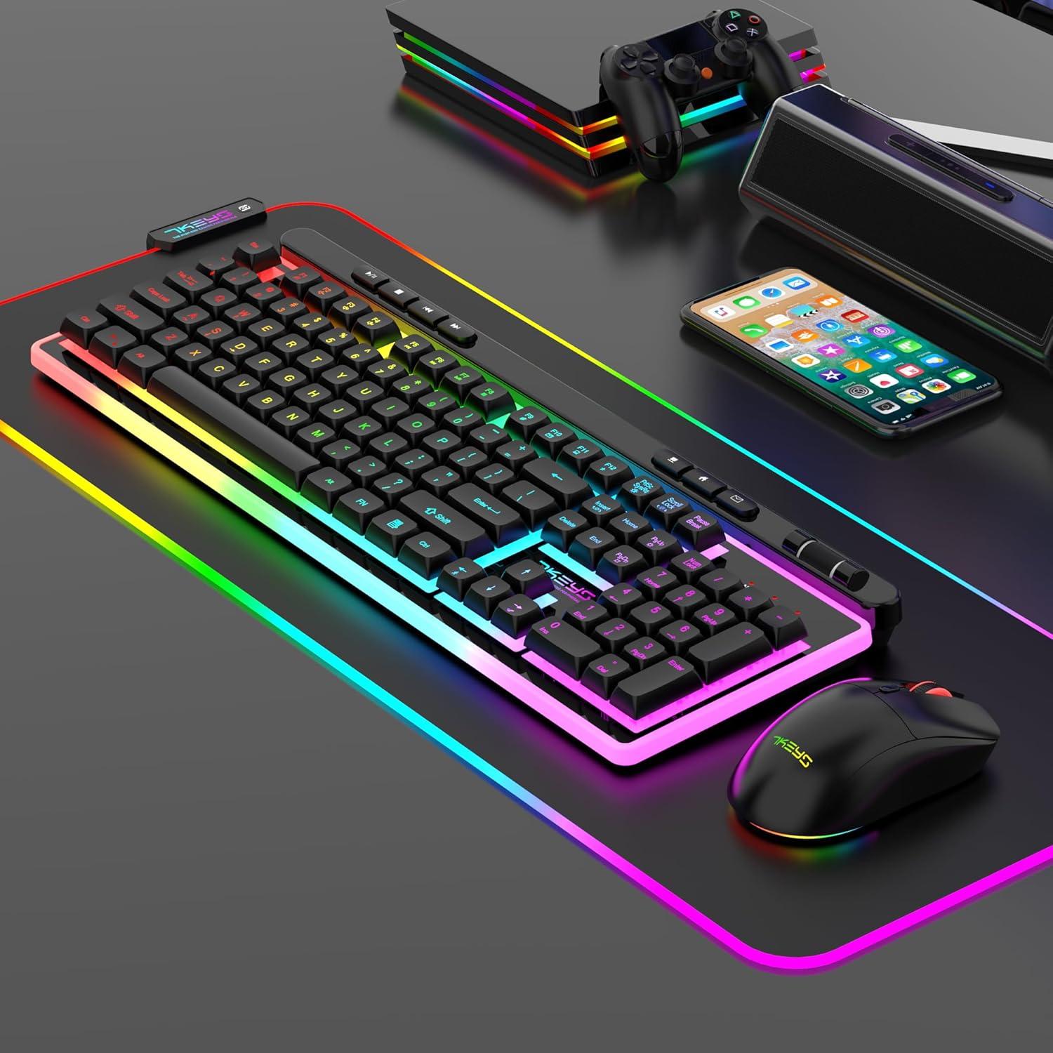 Combo Teclado y Ratón Inalámbricos 7KEYS RGB 3200 DPI