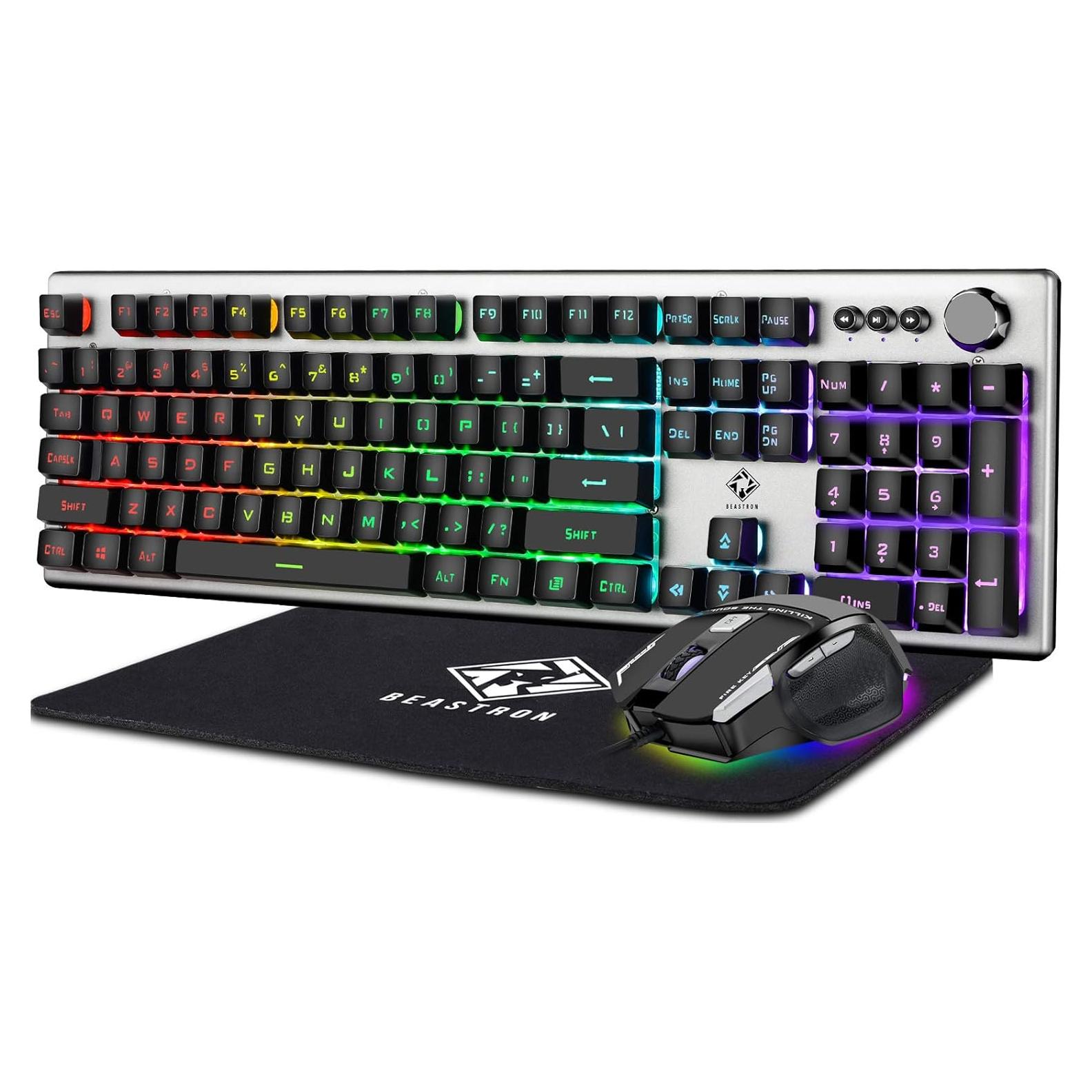Teclado Gaming Beastron 10209 RGB + Ratón y Alfombrilla