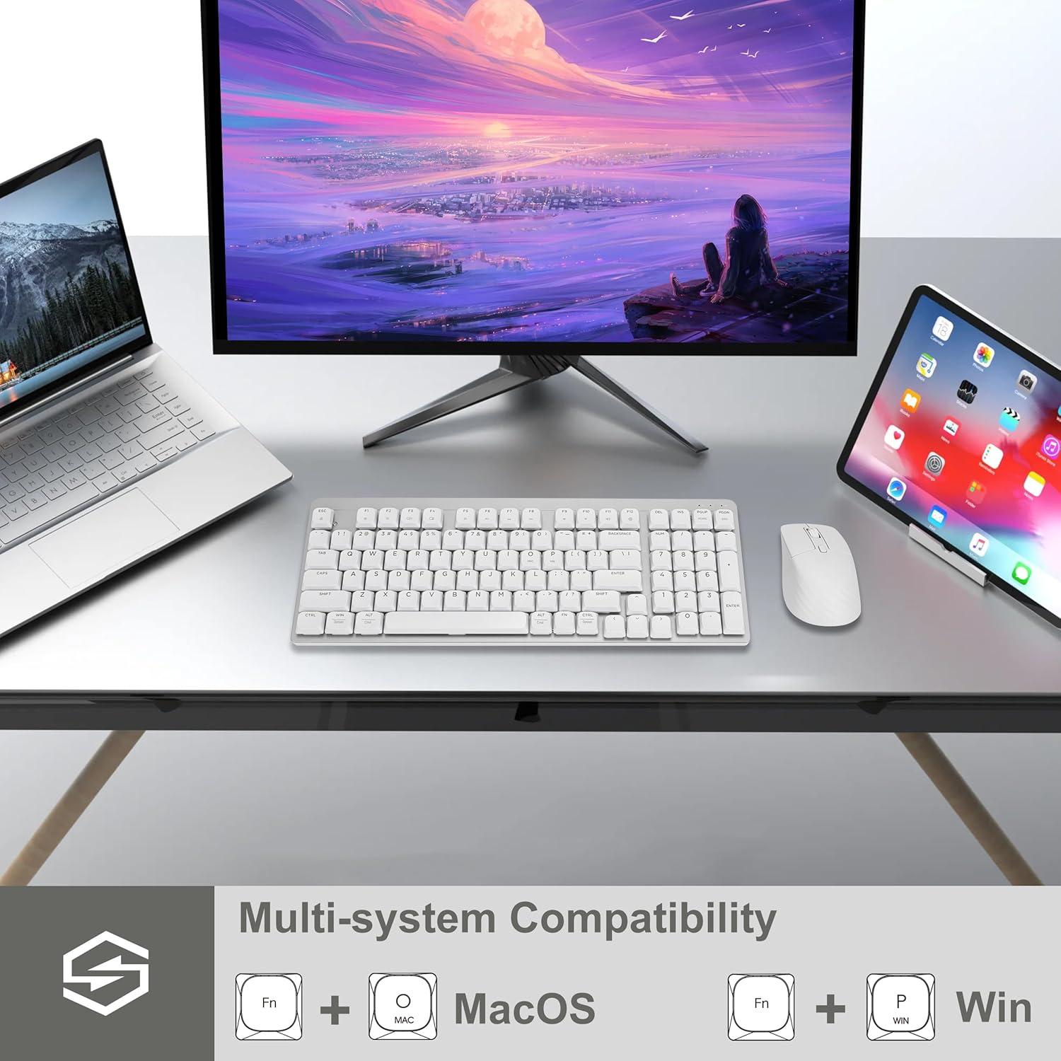 Teclado Mecánico Inalámbrico LeadsaiL FA98 Plata 96% 2.4GHz