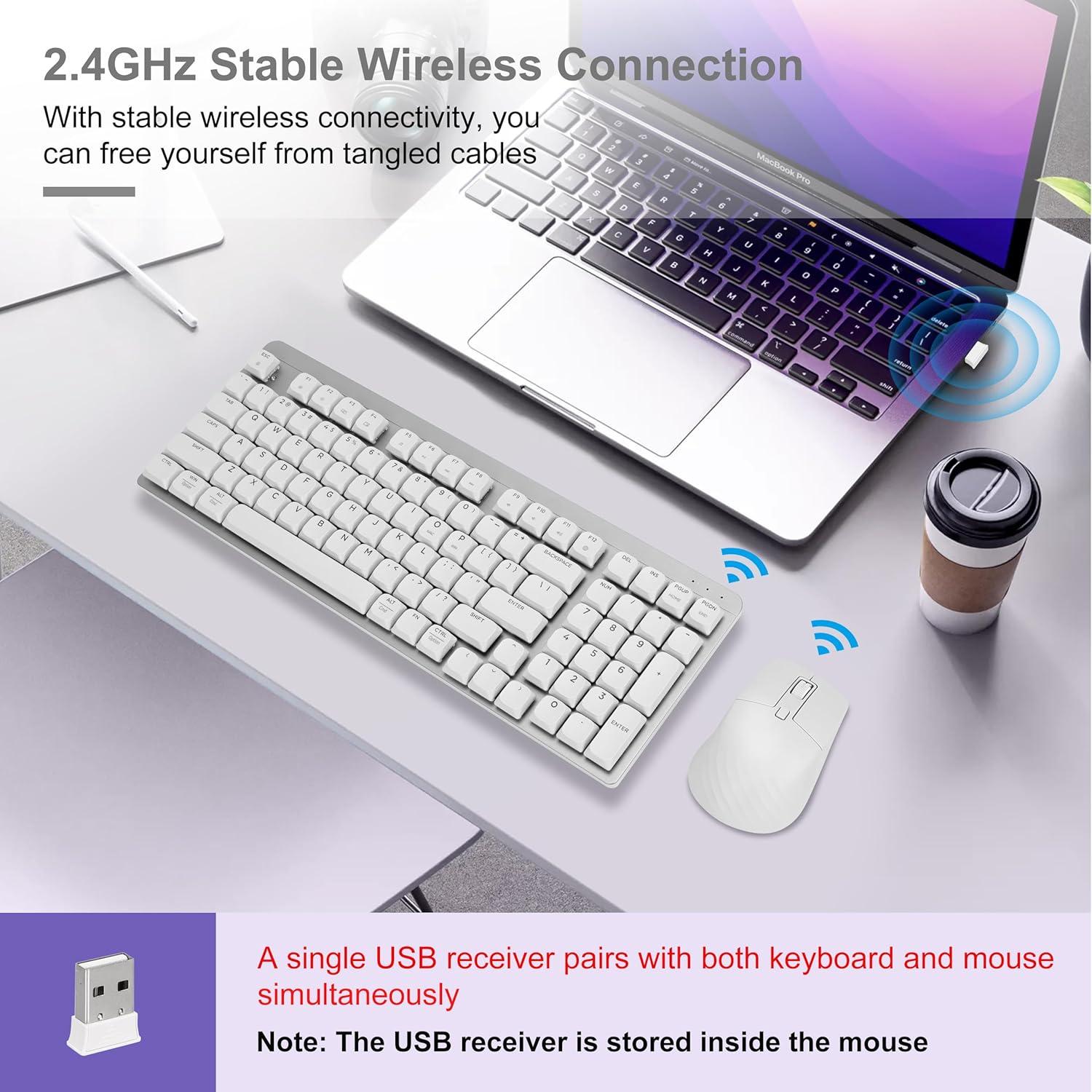 Teclado Mecánico Inalámbrico LeadsaiL FA98 Plata 96% 2.4GHz