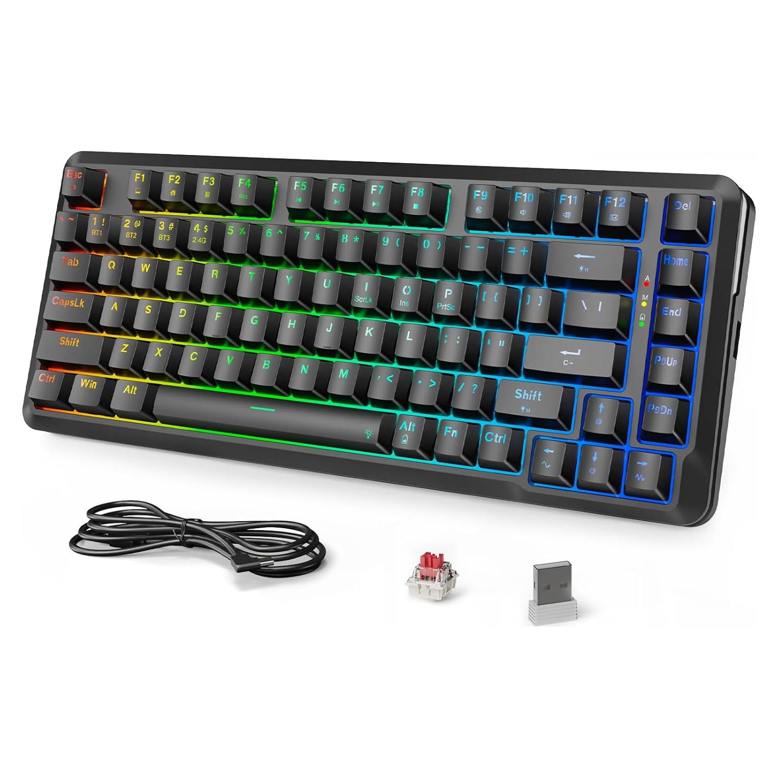 Teclado Mecánico Inalámbrico Redragon K713 RGB 75% 82 Teclas