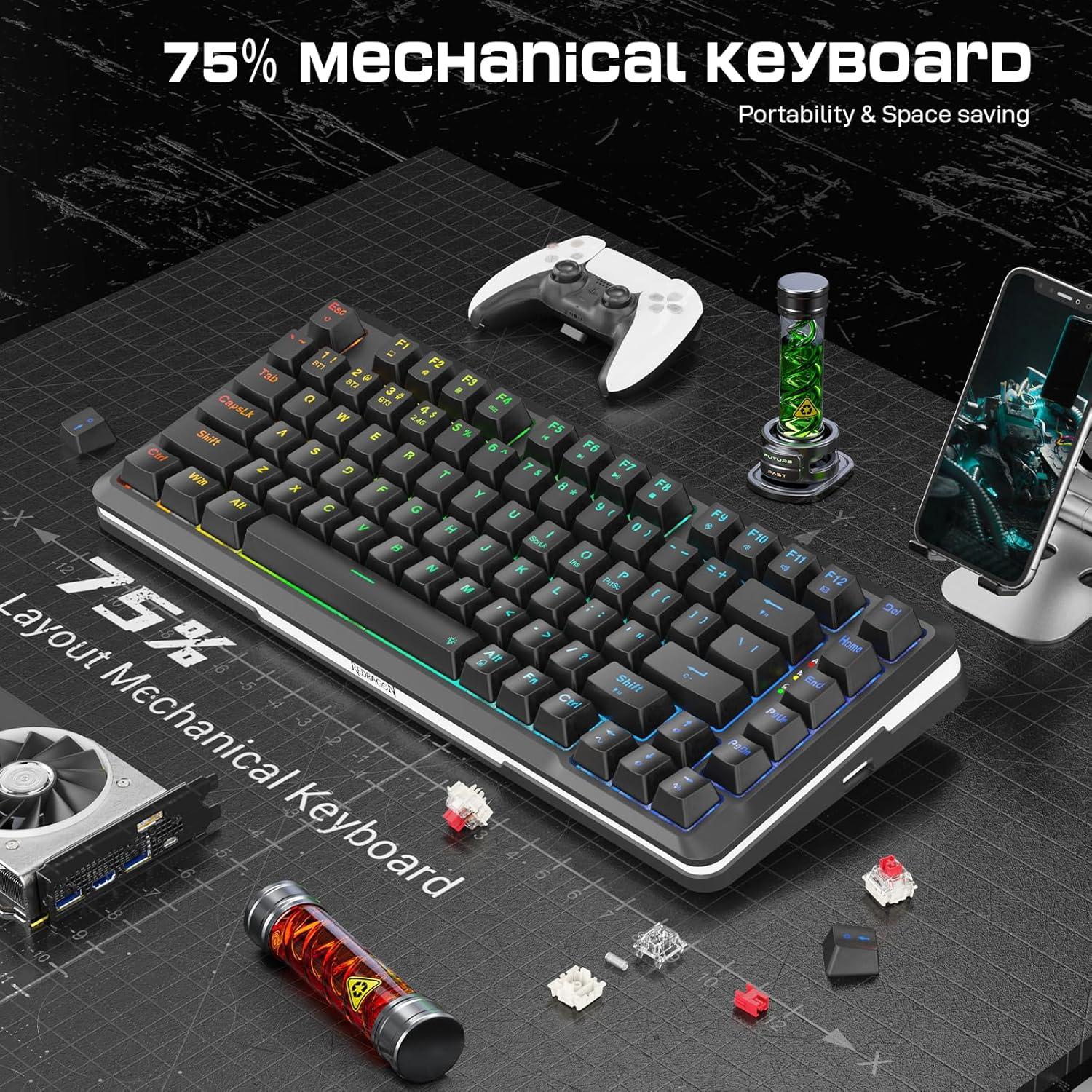 Teclado Mecánico Inalámbrico Redragon K713 RGB 75% 82 Teclas