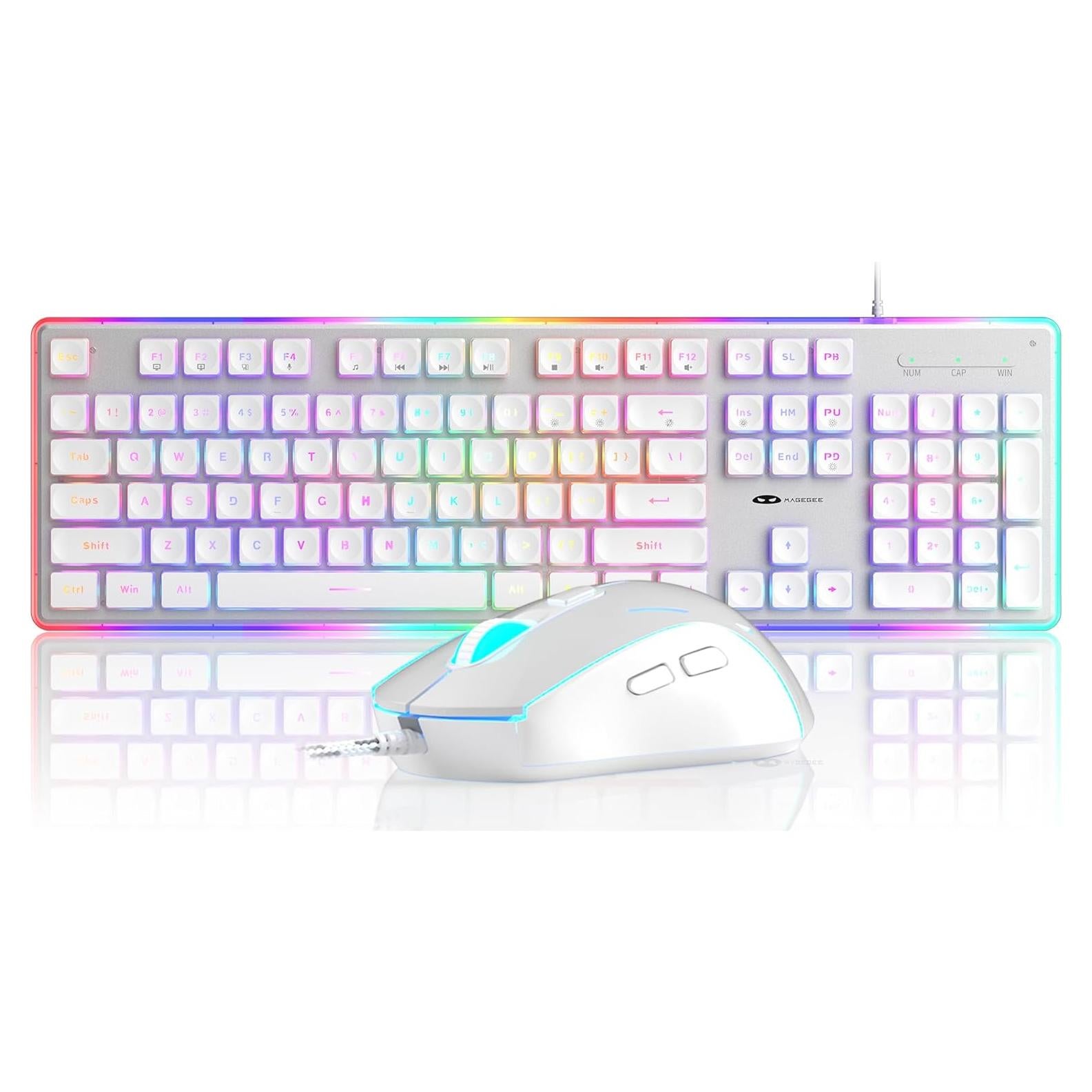 Combo Teclado y Ratón Gaming Camiysn Blanco 104 Teclas RGB