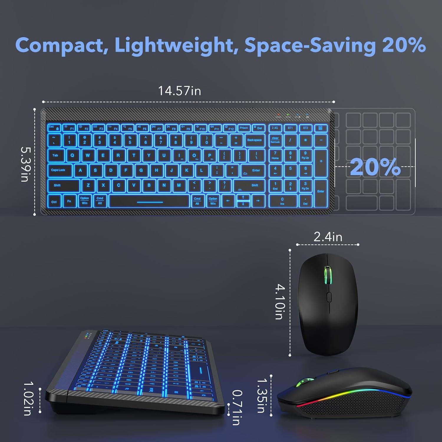 Combo Teclado y Ratón Inalámbricos Bluetooth SABLUTE Negro