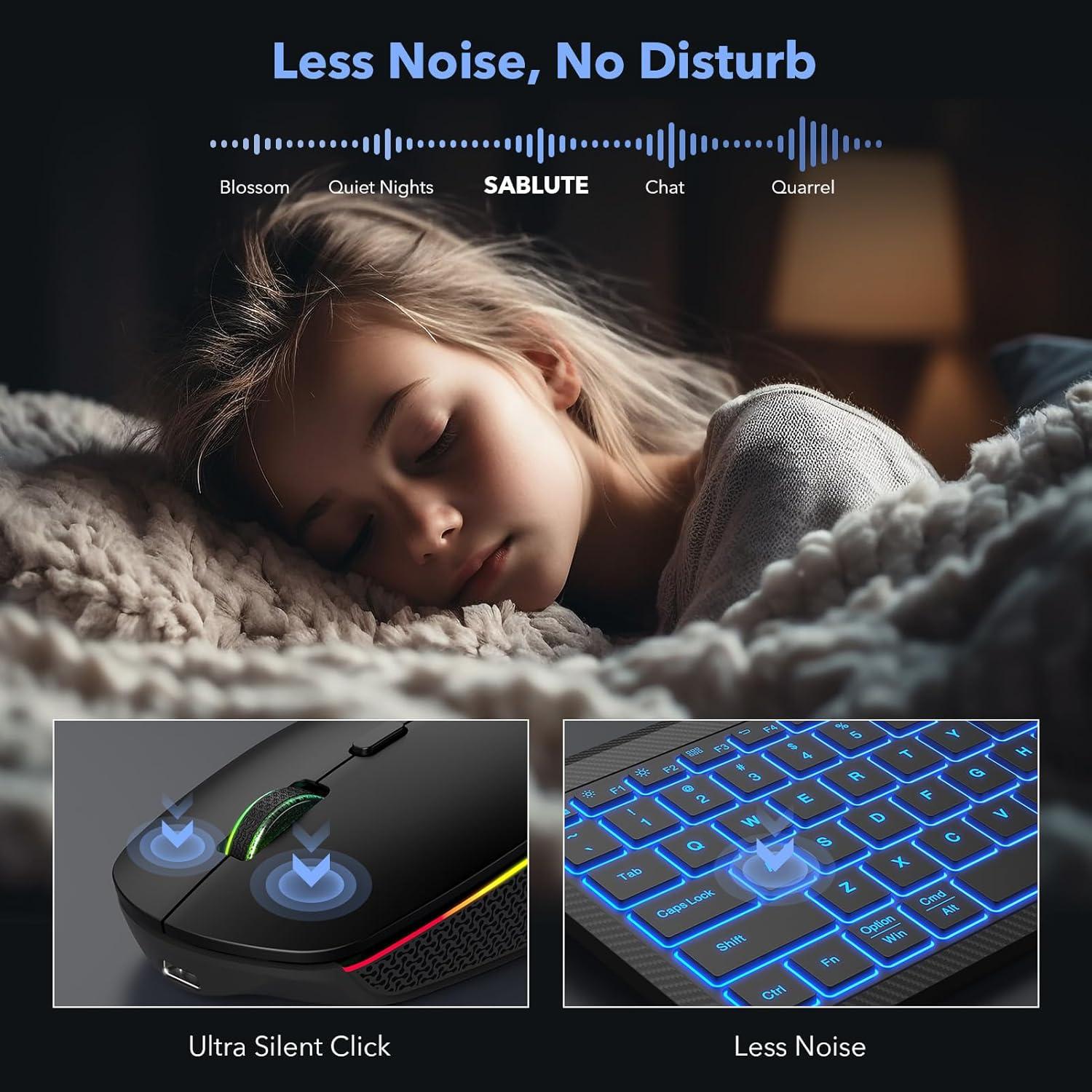 Combo Teclado y Ratón Inalámbricos Bluetooth SABLUTE Negro