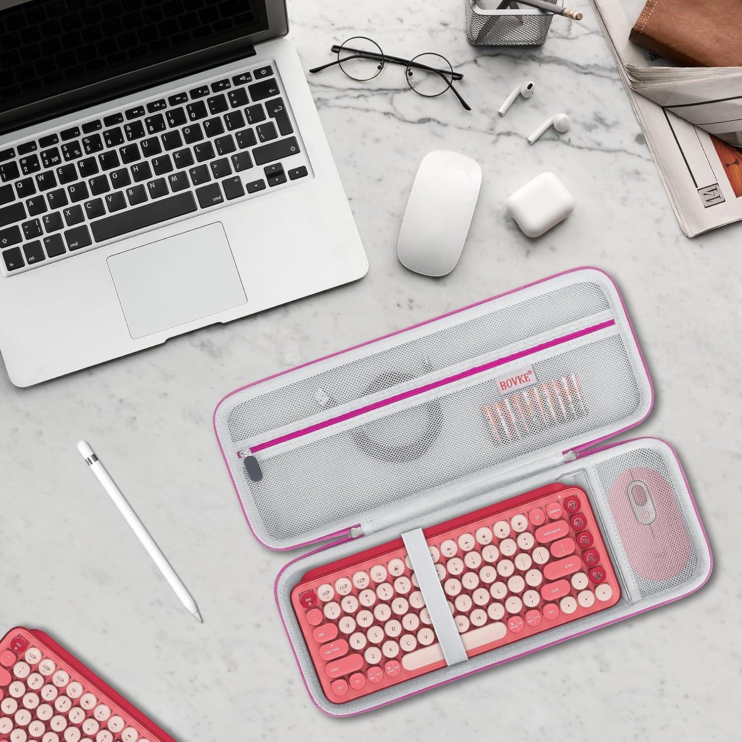 Funda Dura BOVKE para Teclado Logitech POP Rosa