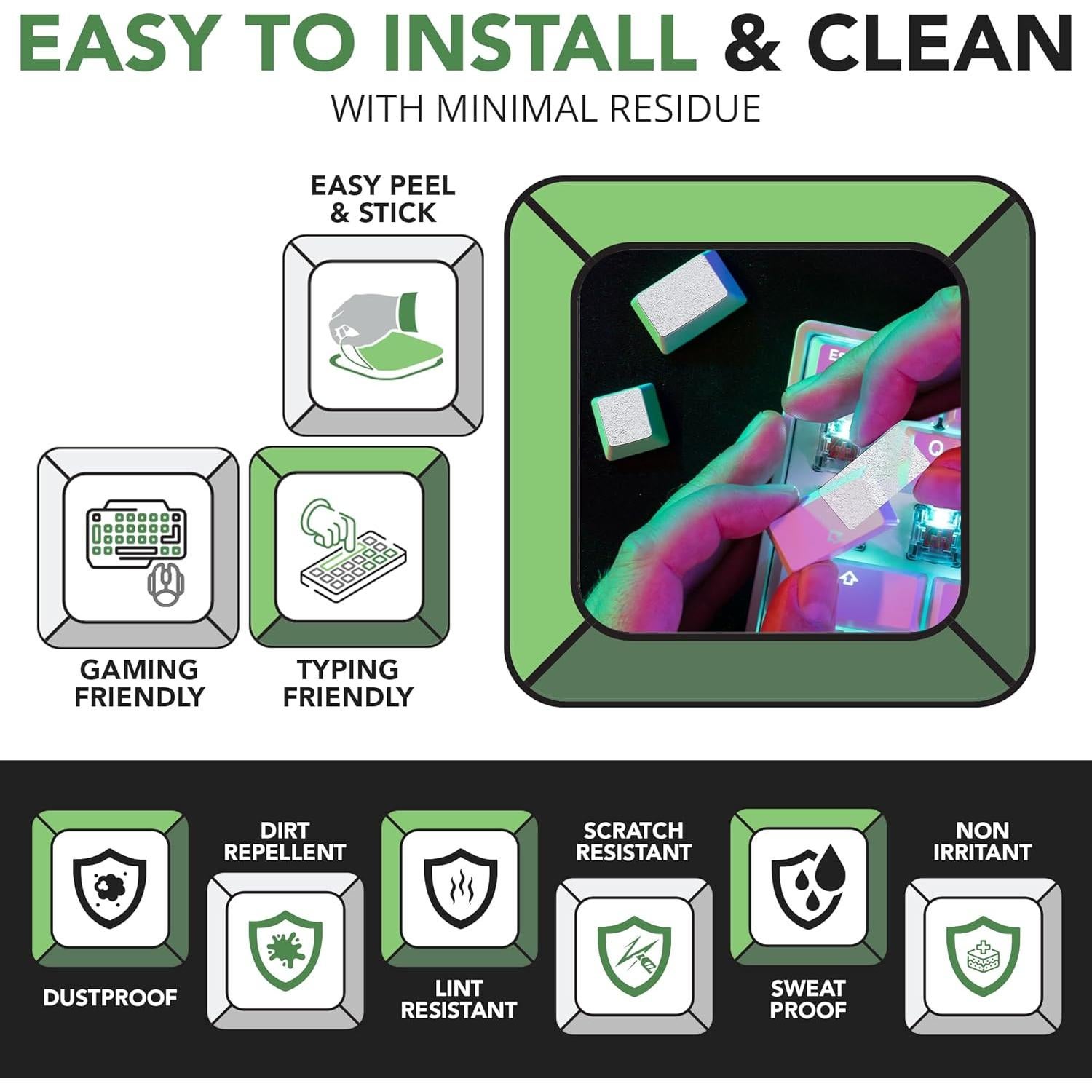 Dragon Grips Keyboard Grips 35 Pcs Clear Grip Tape Rubber Stickers for Mechanical Keyboards Backlit Keycaps Gaming Controller Rubberized Mouse Grip Tape for Razer & Logitech