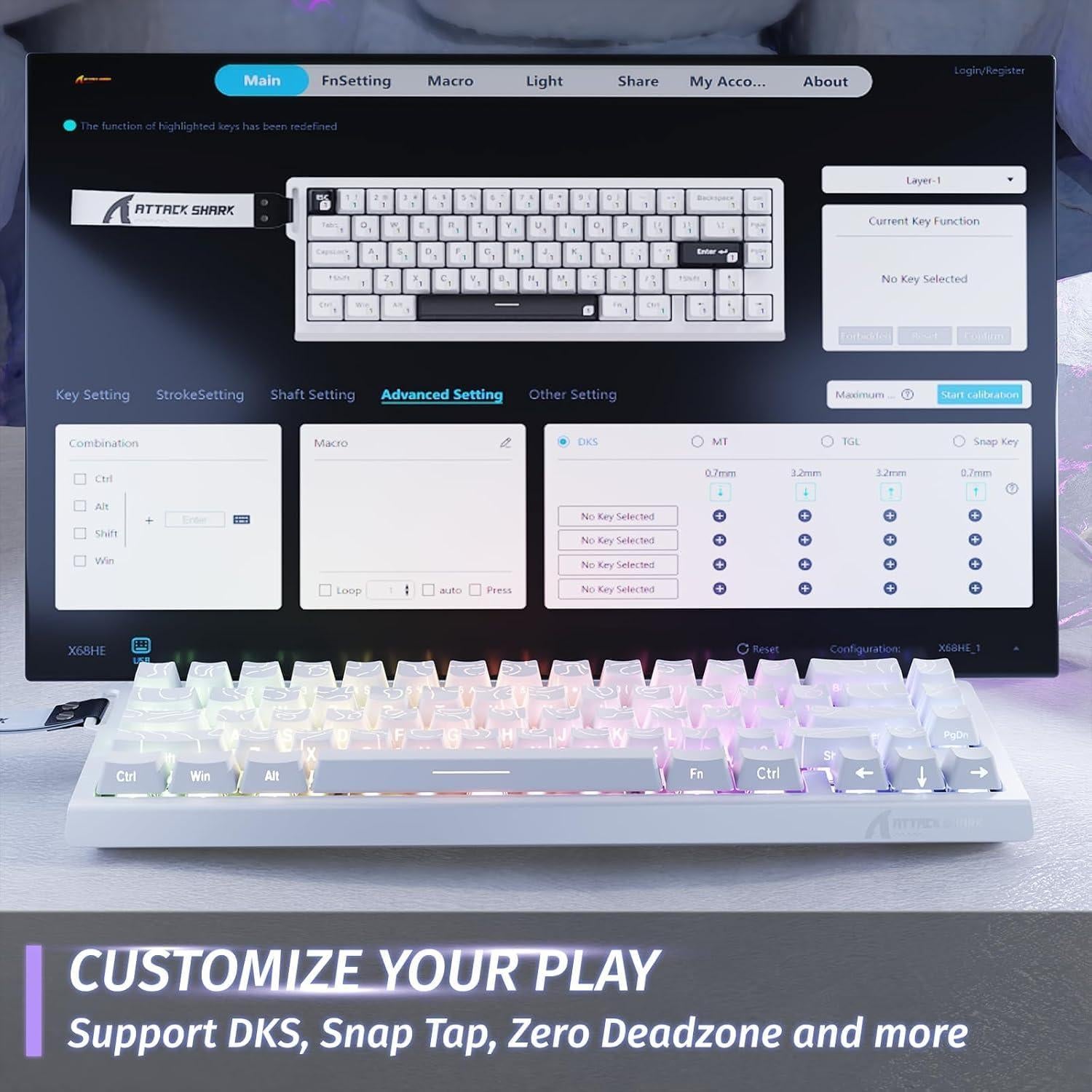 Combo Teclado Mecánico Gaming Attack Shark X68 HE + Ratón R1