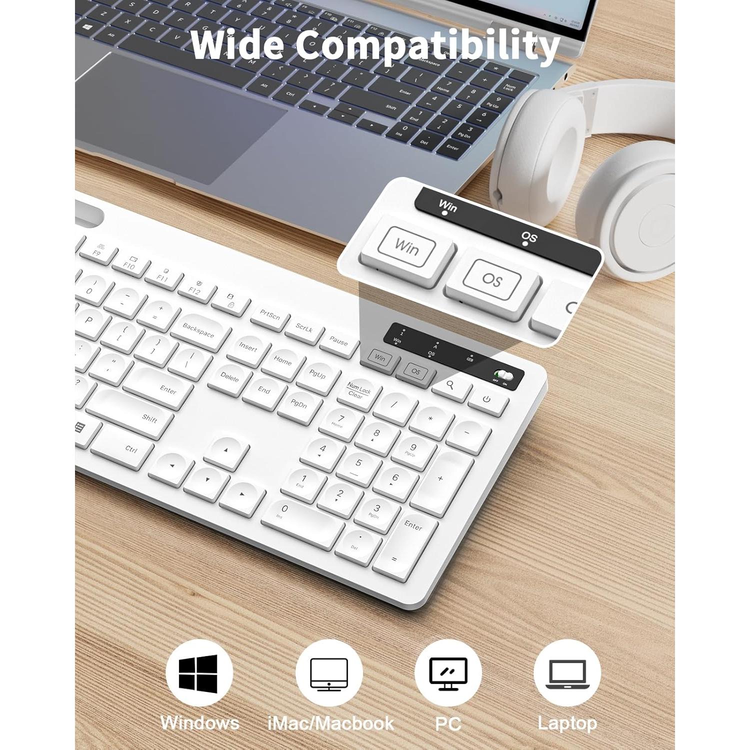 Combo Teclado y Ratón Inalámbricos Seenda Blancos para Mac