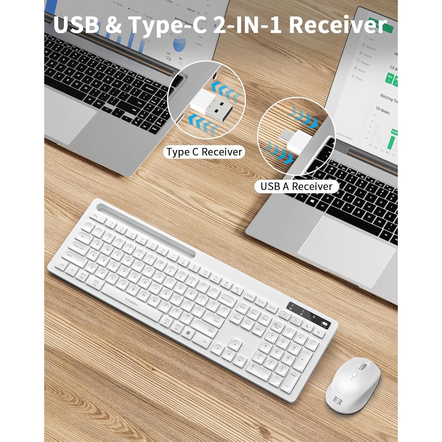 Combo Teclado y Ratón Inalámbricos Seenda Blancos para Mac