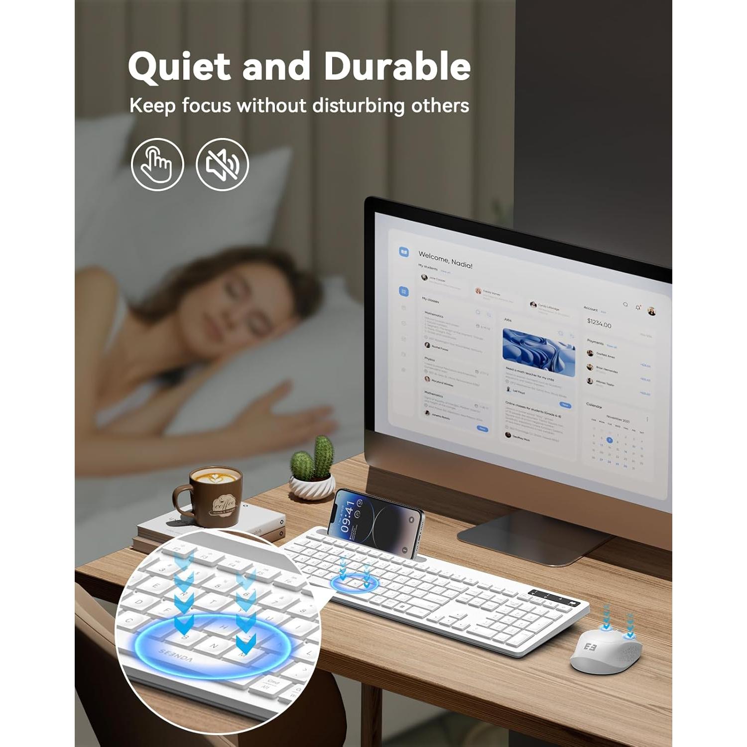 Combo Teclado y Ratón Inalámbricos Seenda Blancos para Mac