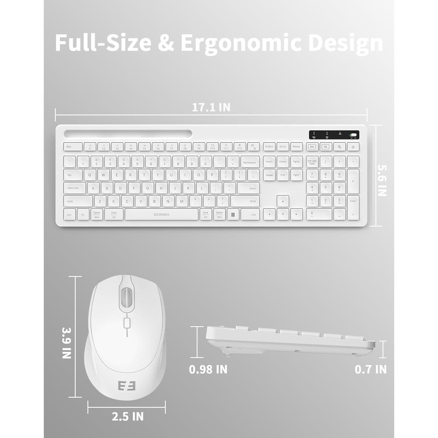 Combo Teclado y Ratón Inalámbricos Seenda Blancos para Mac
