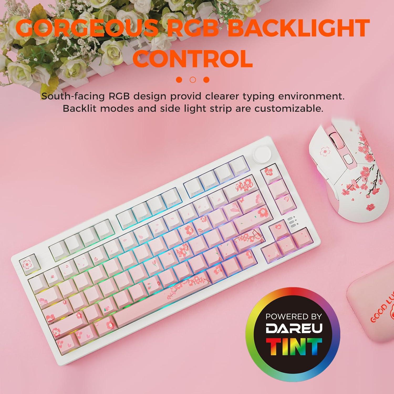 Teclado Mecánico Inalámbrico DAREU EK75PRO Sakura Pink 75%
