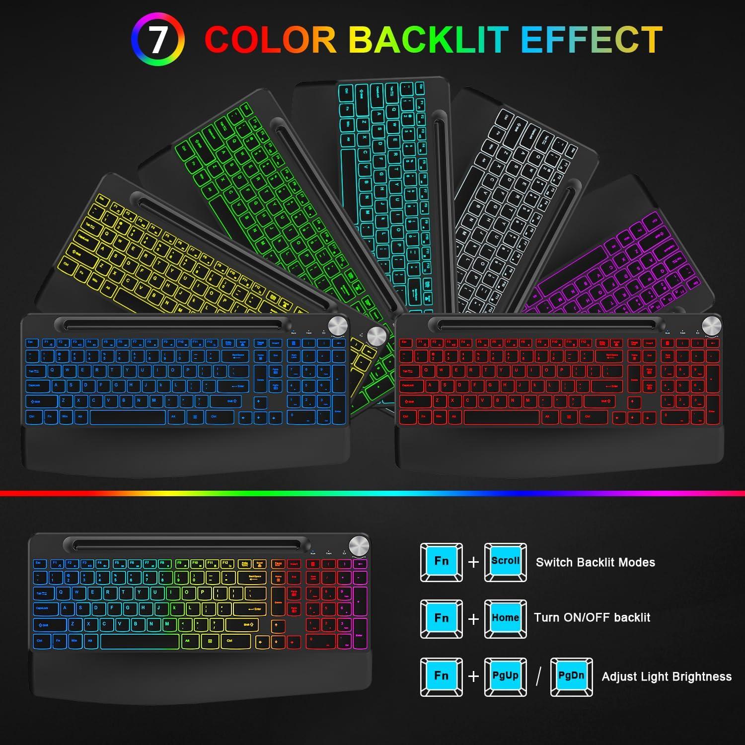 Combo Teclado y Ratón Inalámbrico BlueFinger Ergonómico RGB
