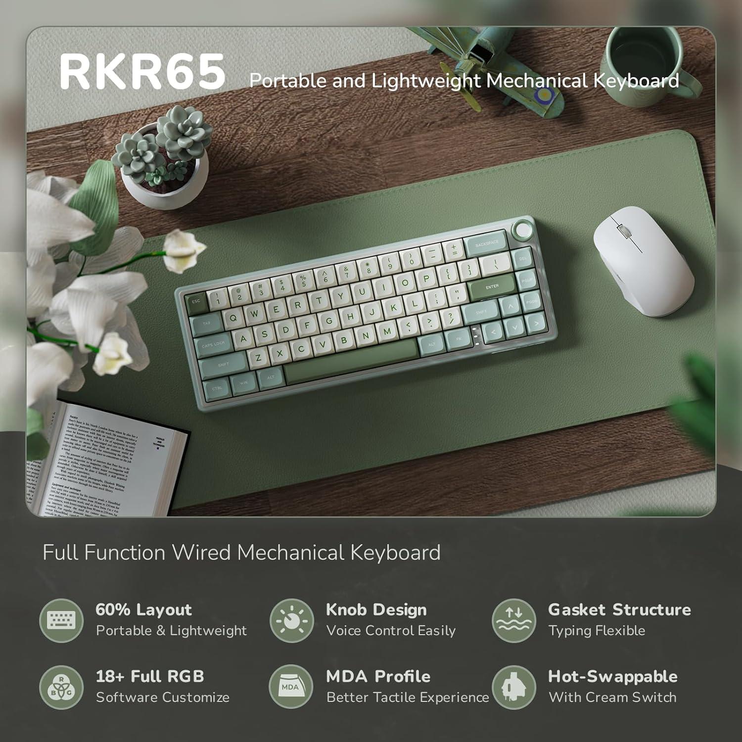 Teclado Mecánico RK Royal Kludge R65 60% Gasket RGB Cian