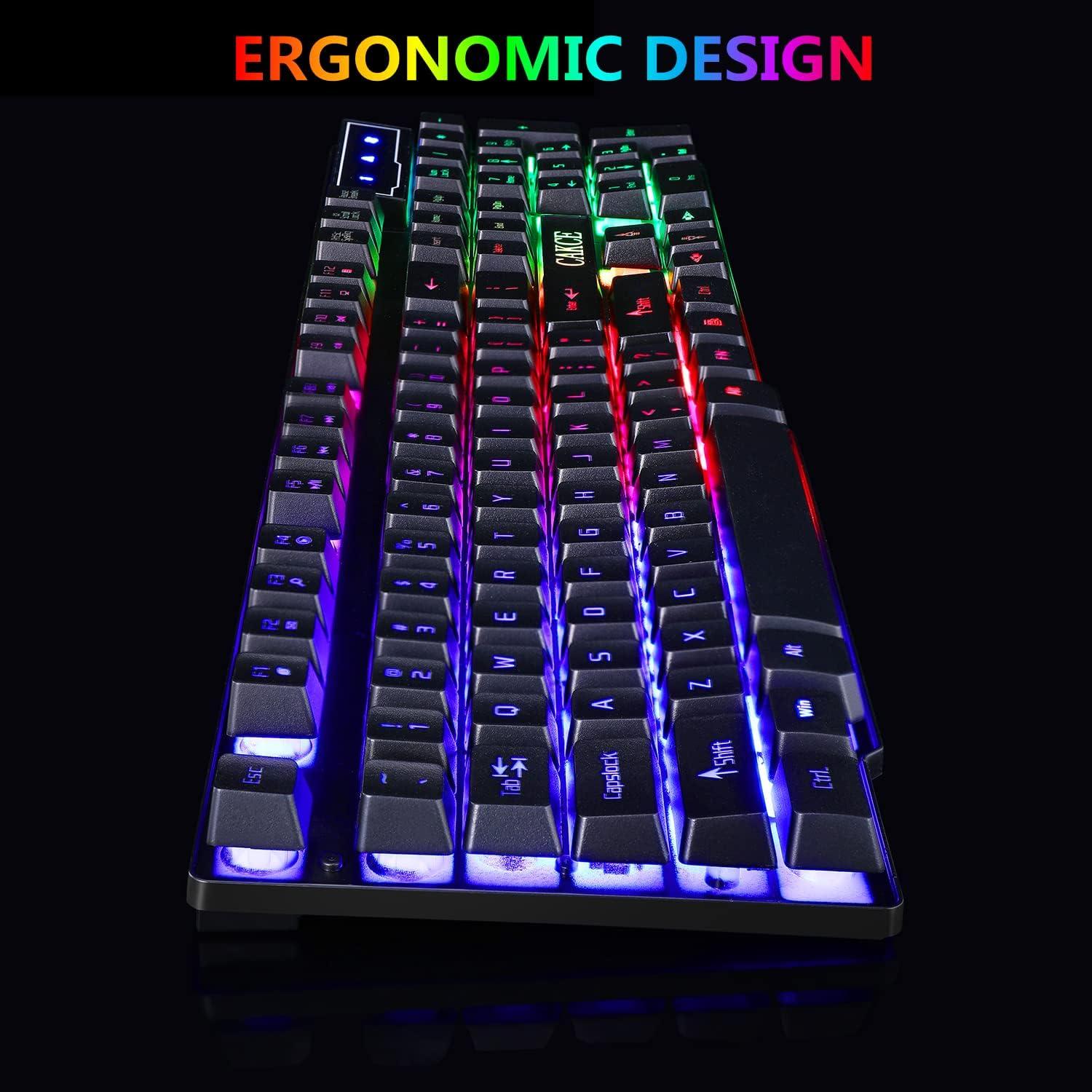 Combo Teclado Gaming RGB y Ratón Cakce USB Retroiluminado