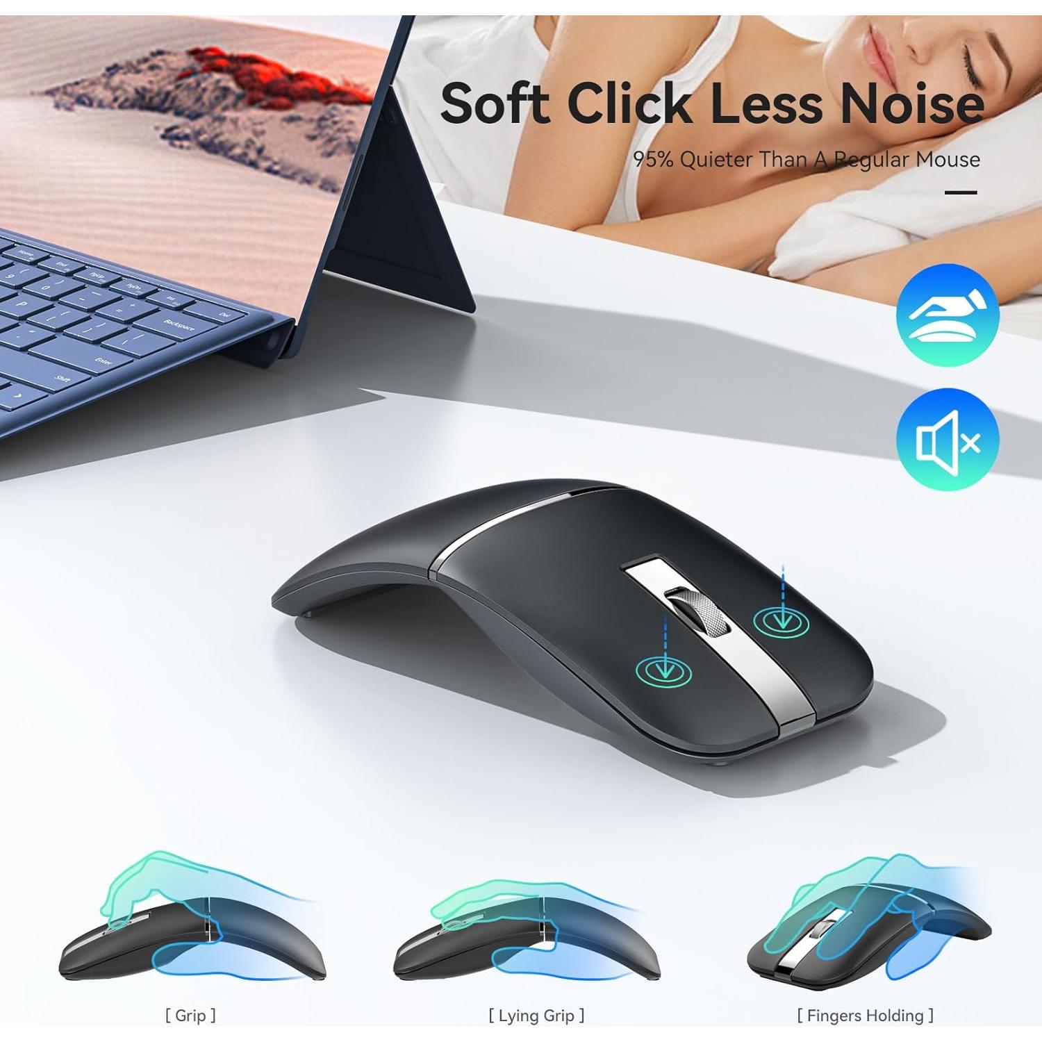 Ratón Inalámbrico Bluetooth NYIEFADA Arc Plegable Negro