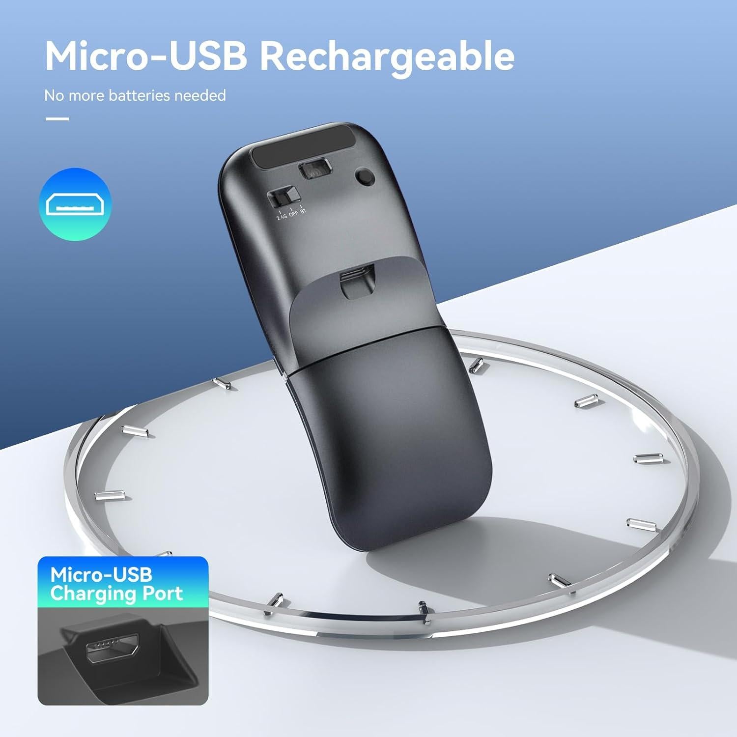 Ratón Inalámbrico Bluetooth NYIEFADA Arc Plegable Negro