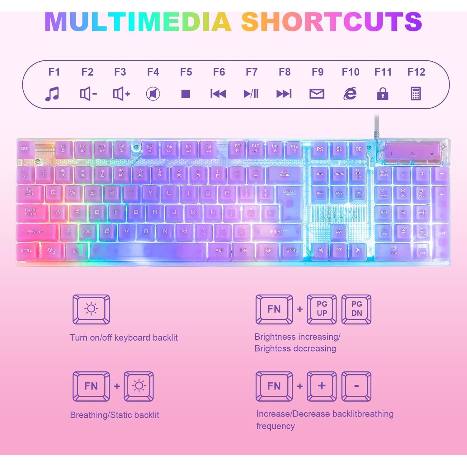 Combo Teclado y Ratón Gaming CHONCHOW RGB 104 Teclas USB