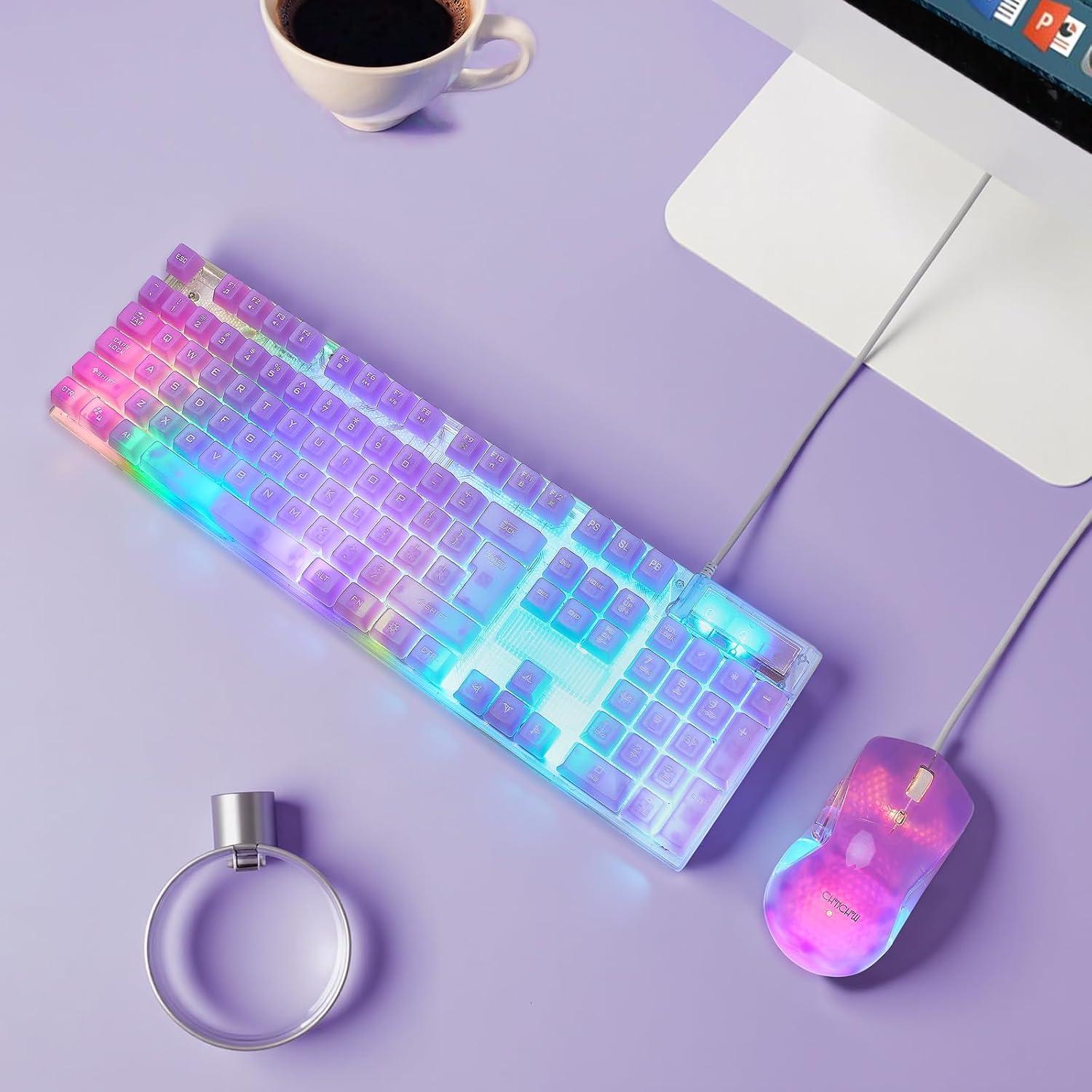 Combo Teclado y Ratón Gaming CHONCHOW RGB 104 Teclas USB
