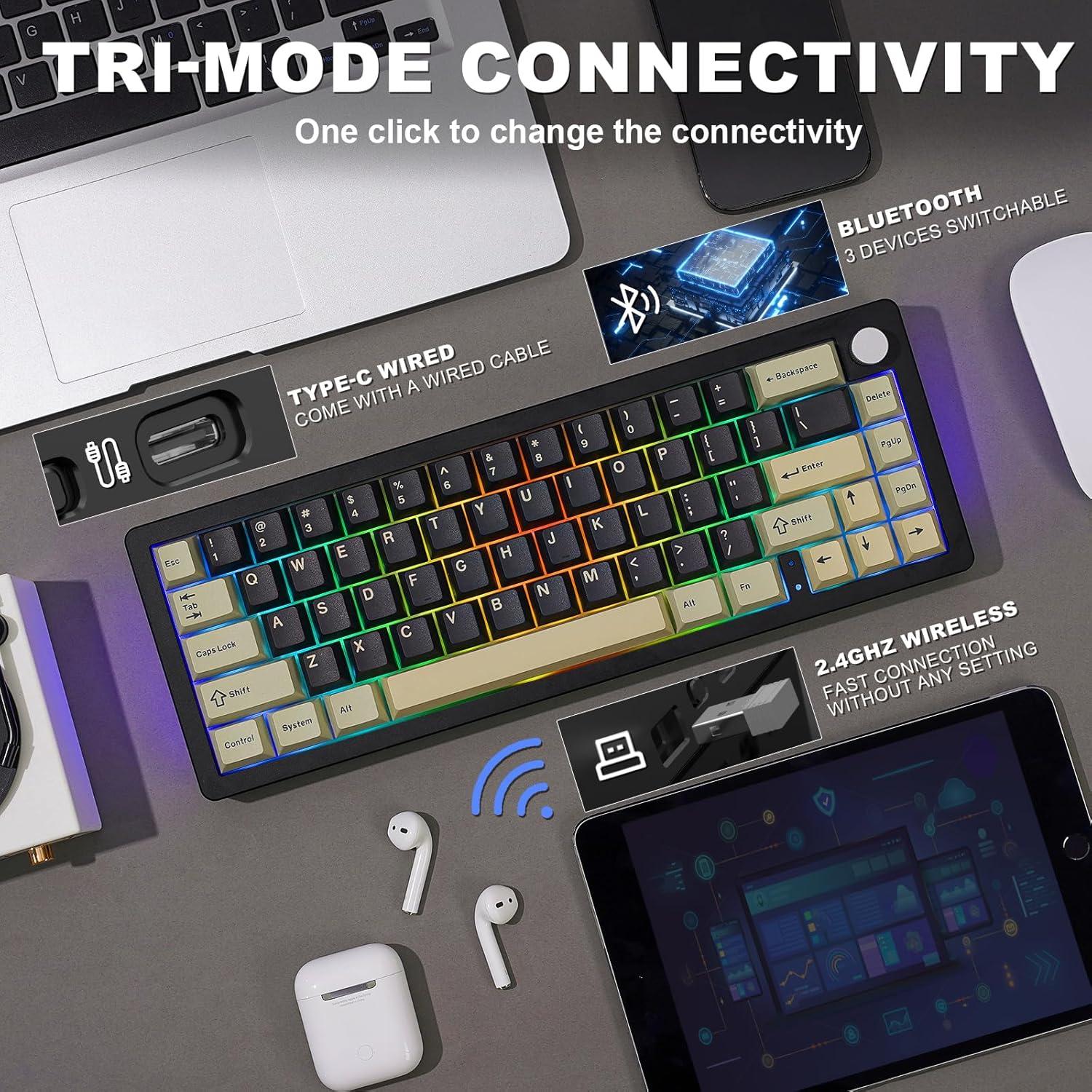 Teclado Mecánico Inalámbrico YUNZII AL66 66 Teclas RGB