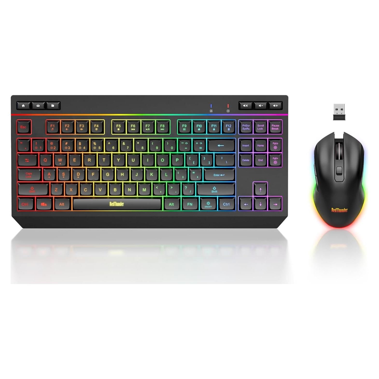 Combo Teclado y Ratón Inalámbricos RedThunder K20 TKL RGB