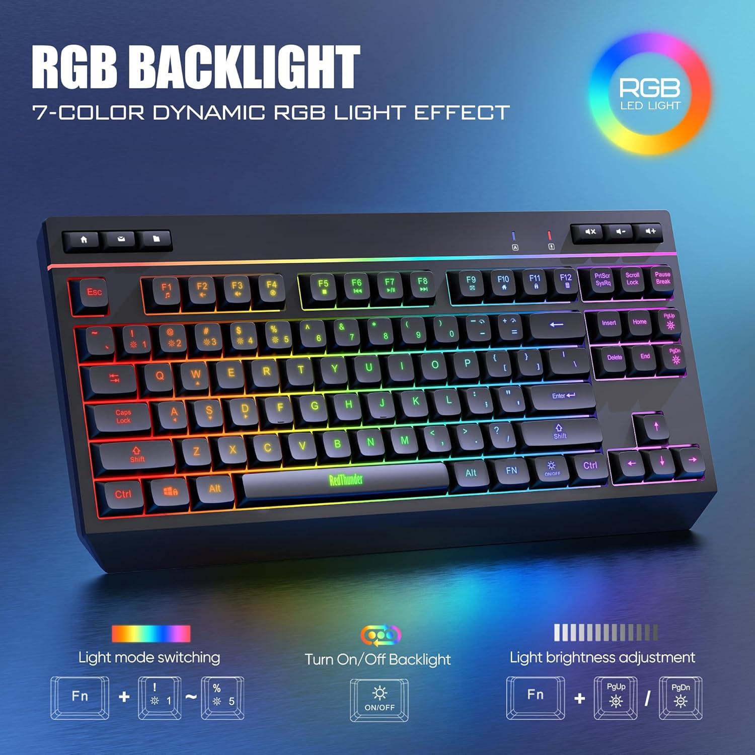 Combo Teclado y Ratón Inalámbricos RedThunder K20 TKL RGB