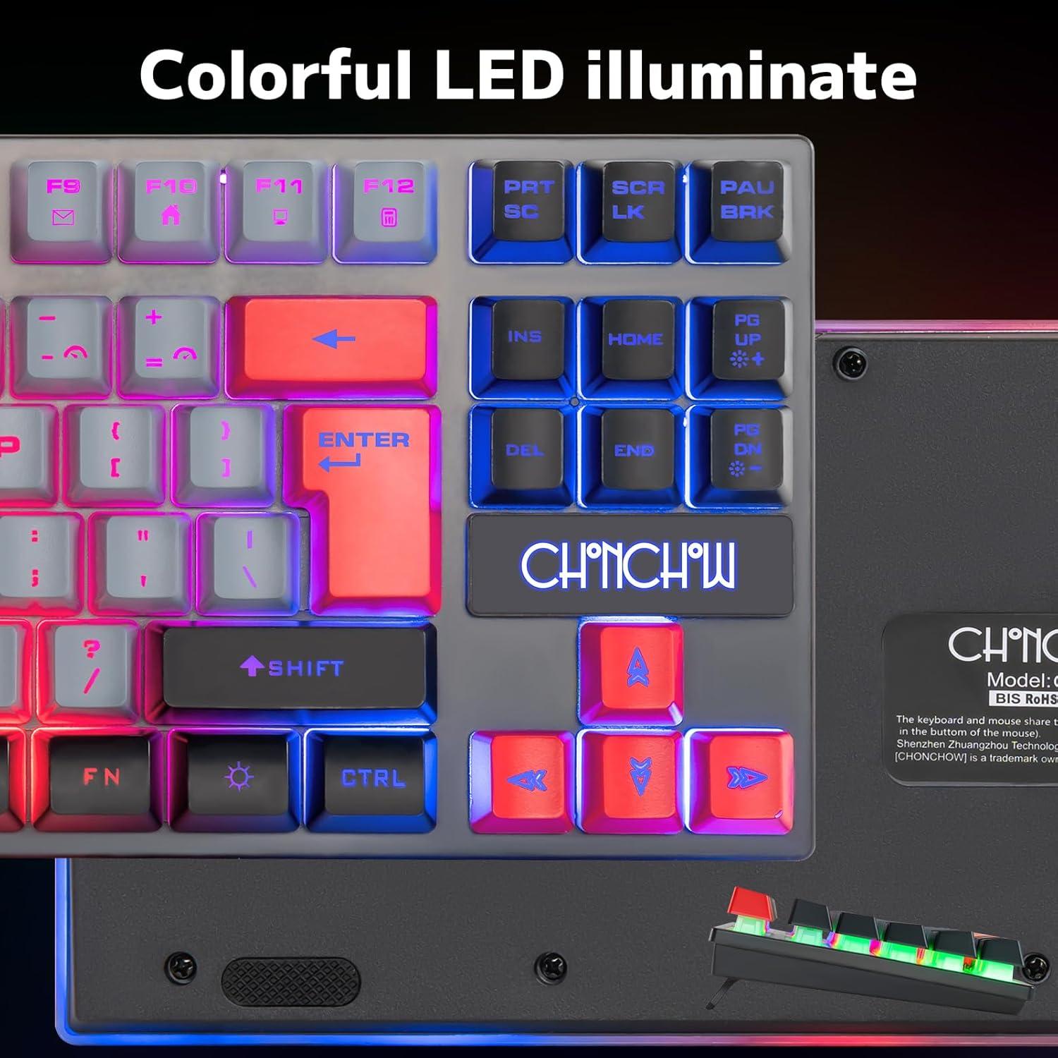 Conjunto Teclado y Ratón Inalámbrico CHONCHOW RGB 87 Teclas