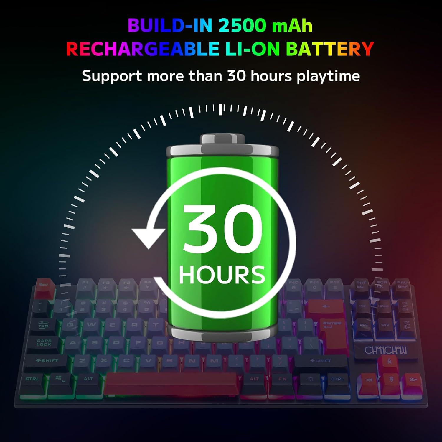 Conjunto Teclado y Ratón Inalámbrico CHONCHOW RGB 87 Teclas